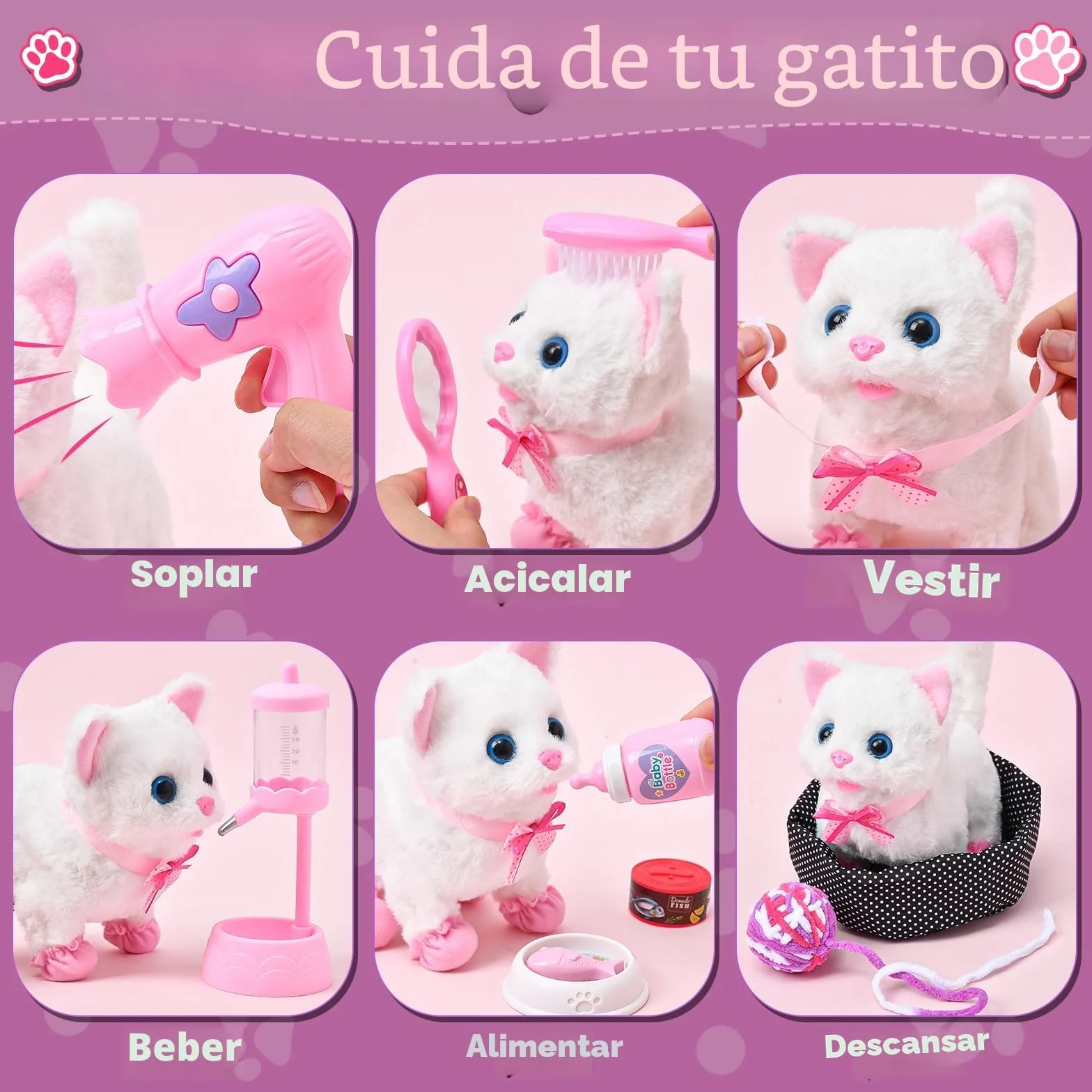 Tacobear Juguete Electrónico para Gatos Peluche Interactivo Juguetes para Bebés Que Ladran y Mueven la Cola Regalos para Niñas de 3 4 5 6 Años Juguetes para Niñas de 3 4 5 6 Años