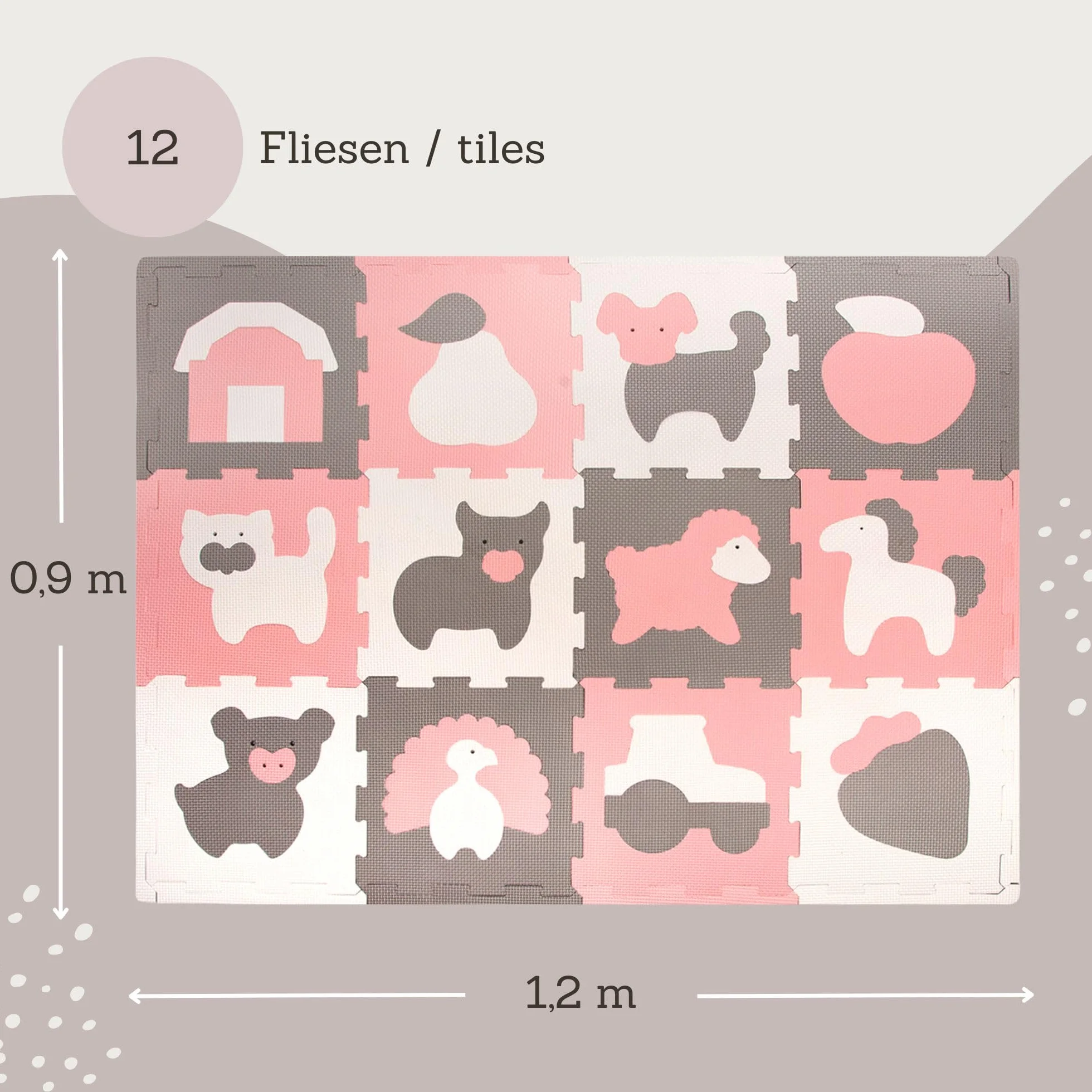 Hakuna Matte Alfombra Puzzle Infantil para Niños | 12 Piezas Espuma EVA con Tema de Granja | 20% + Gruesa y Suave para Gatear y Aprender |100% Segura, No Toxica, sin Olor