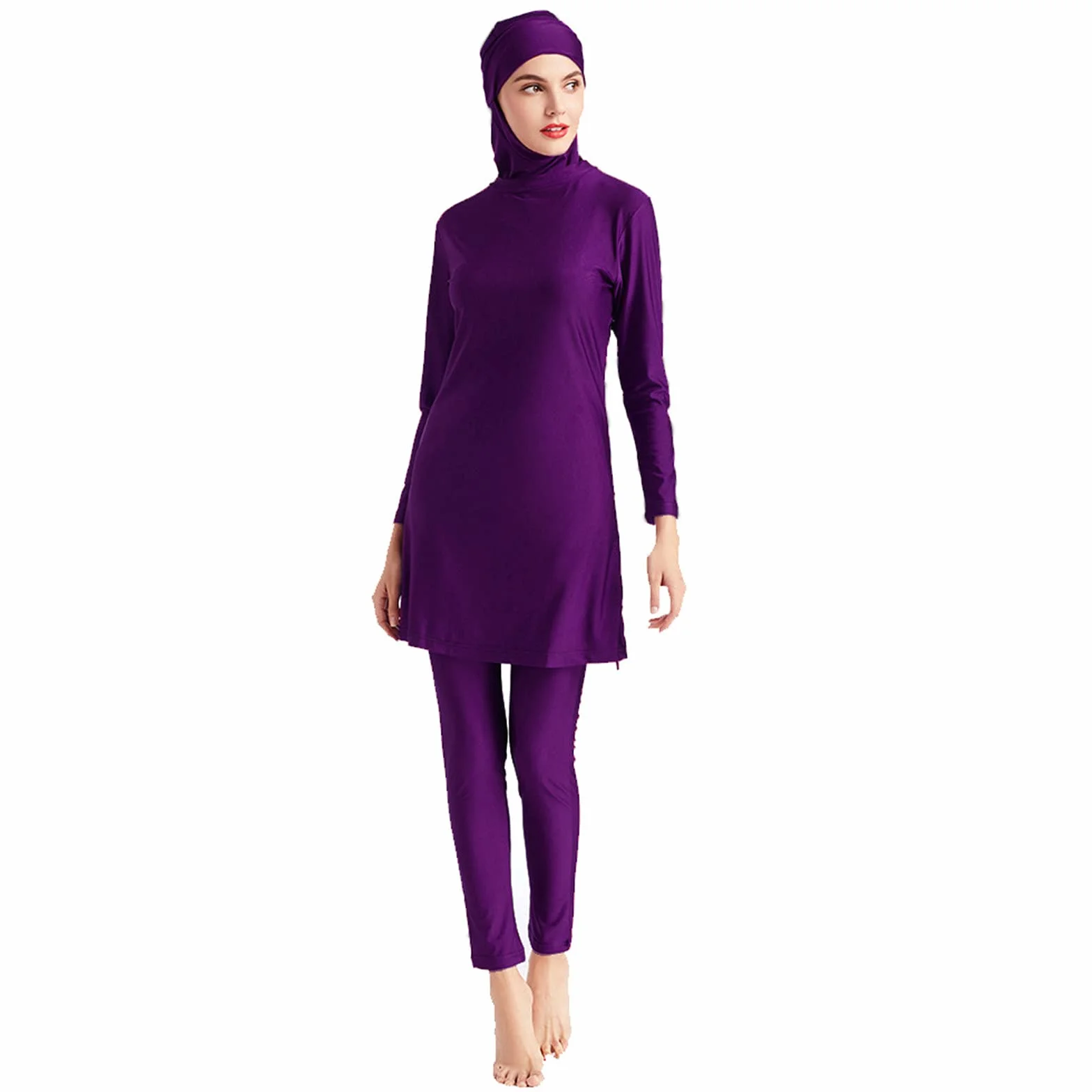 Traje de baño musulmán Burkini árabe Cubierta Completa Conjunto 3 Piezas para Mujer Ropa de Playa
