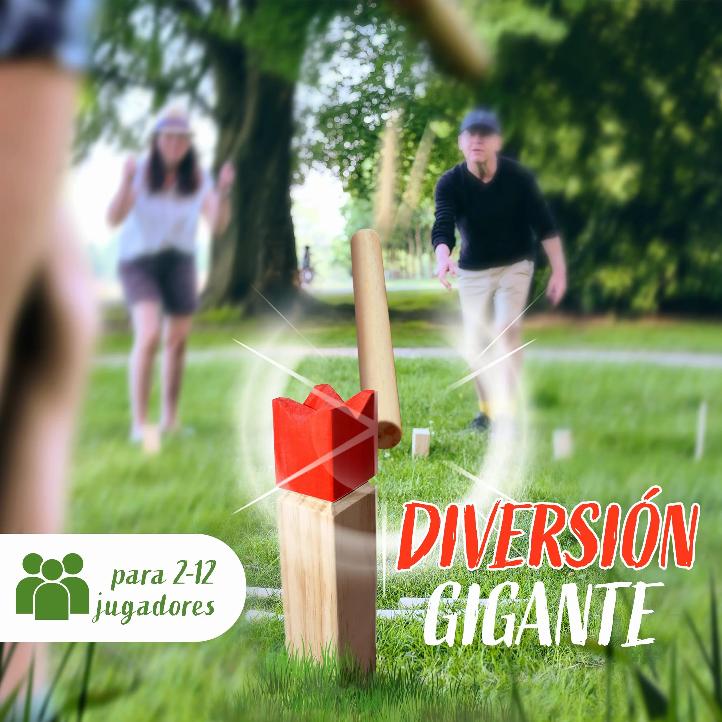 Ocean 5 Juego Kubb Original de Escandinavia – Ajedrez Vikingo con Corona Azul – Juegos Exterior Niños y Adultos – Juegos Infantiles Exterior para Lanzamientos - Juego Habilidad Adultos y Niños