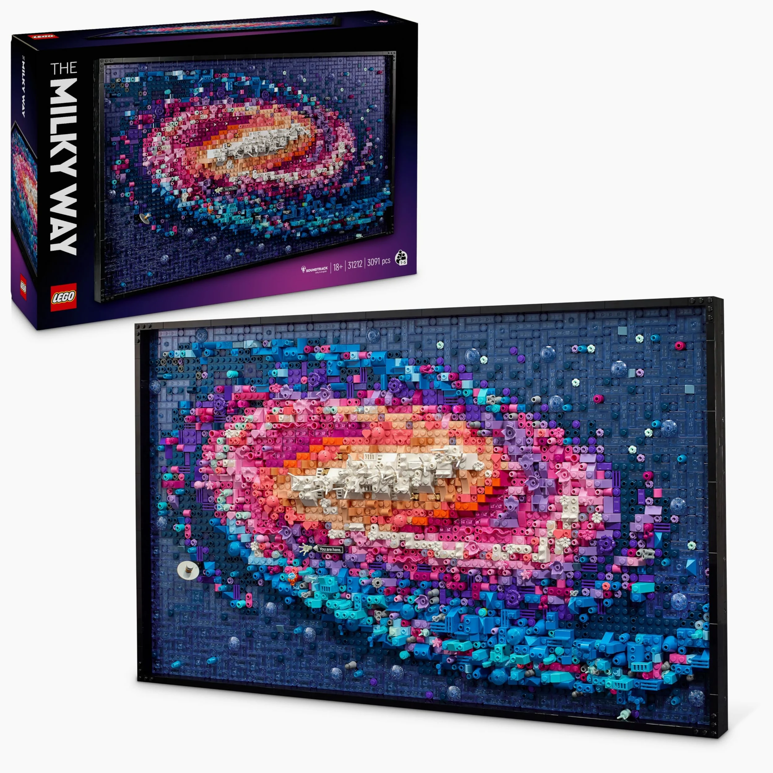 LEGO Art Galaxia Vía Láctea Arte Mural y Decoración de Pared para el Salón y Hogar, Regalo Creativo de Astronomía para Hombres y Mujeres, Maqueta para Adultos, Póster 3D 31212