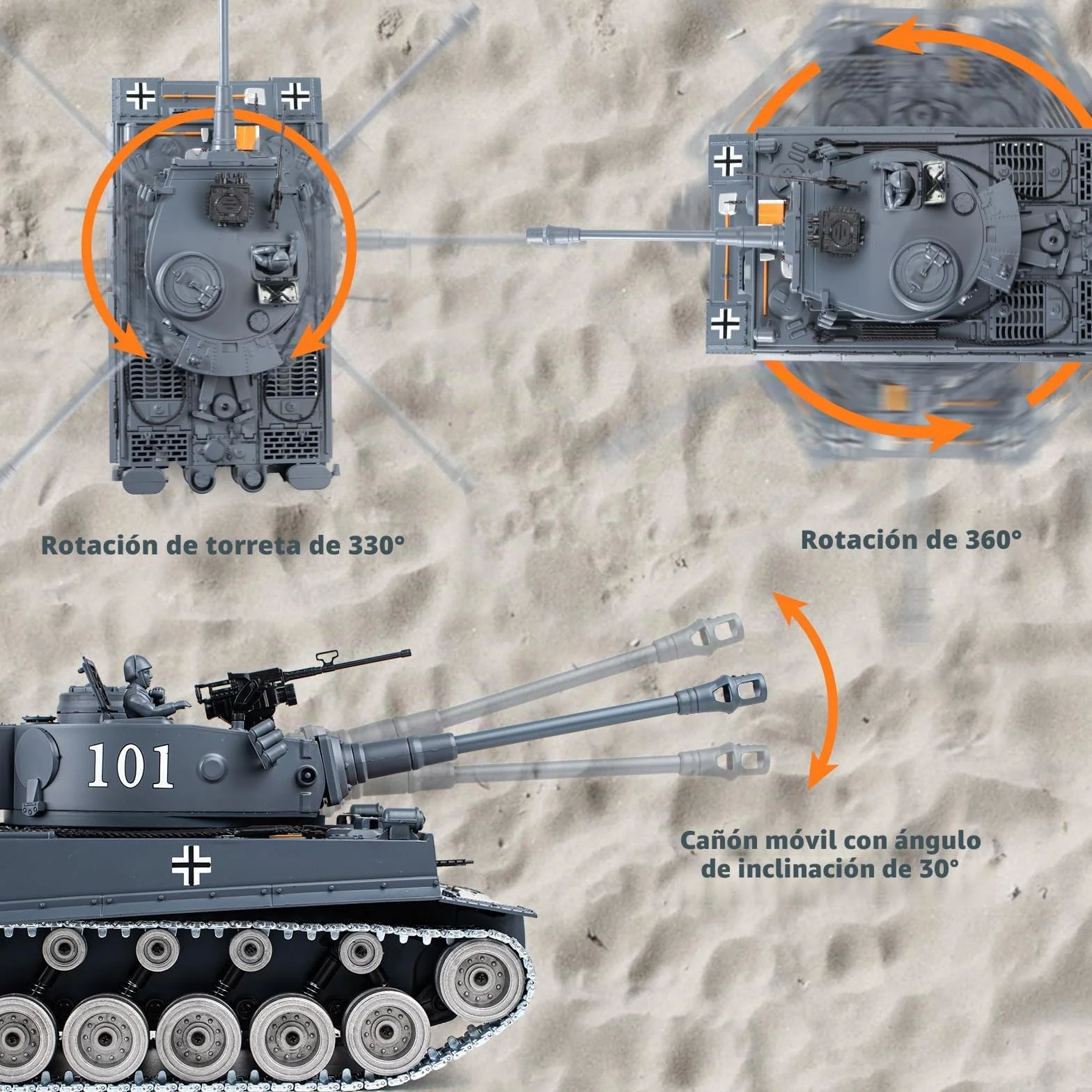 Supdex Tanque Teledirigido Batalla 1/18, RC Tiger I, 2.4Ghz Anque Control Remoto, Tanque Teledirigido con Sonido y Humo, Radiocontrol Kit de Juguete de para Adultos y Niños