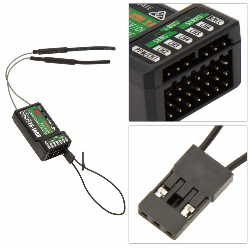 Salida PPM de Receptor de 6 Canales, con transmisor Flysky i4 i6 i10 Compatible con Puerto iBus, para Control Remoto 2.4G Flysky FS-iA6B