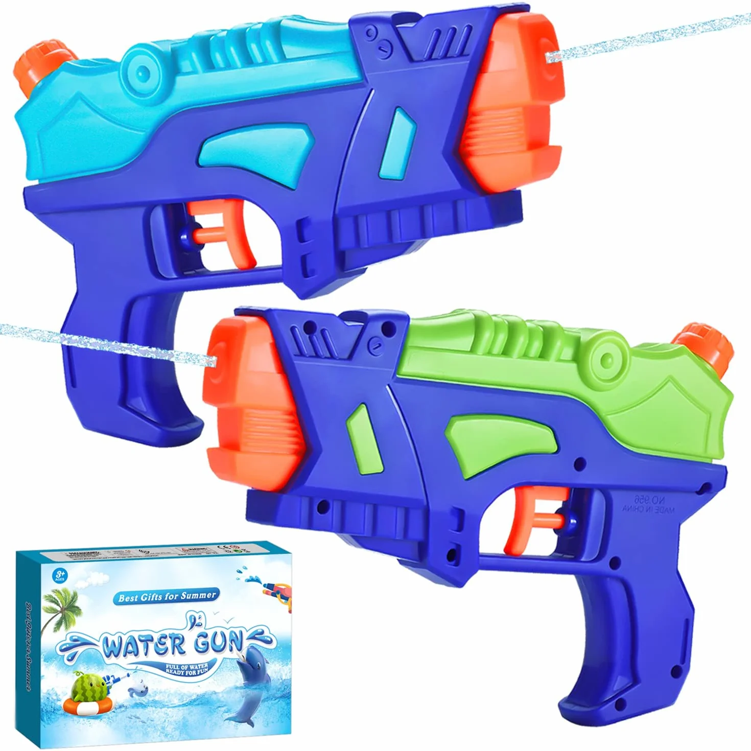 Pistolas de Agua para Niños, Pack de 2, Juguetes de Verano al Aire Libre con Gatillo