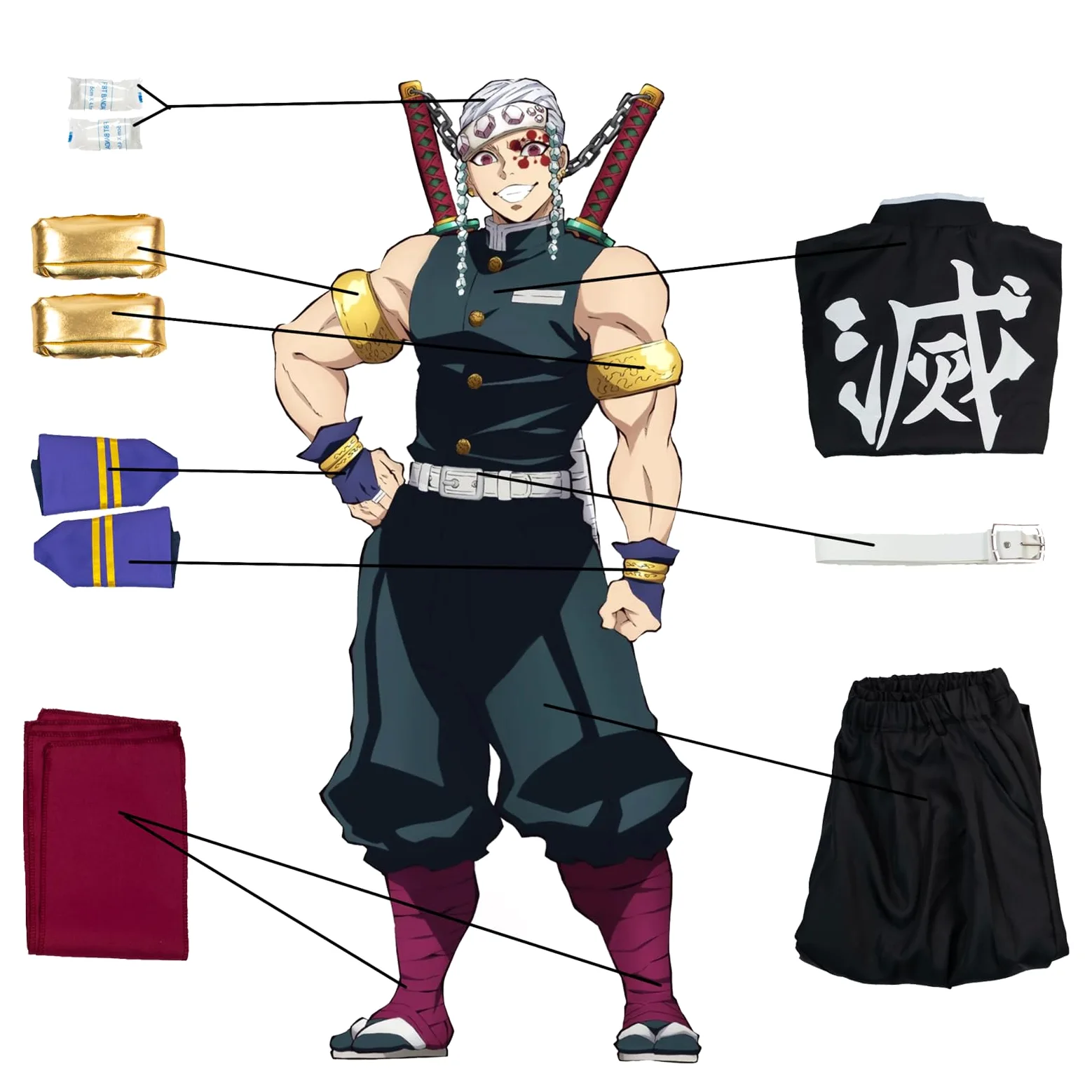 CR ROLECOS Demon Slayer Cosplay Disfraz Tanjirou Zenitsu Giyuu Anime Cosplay Kimono