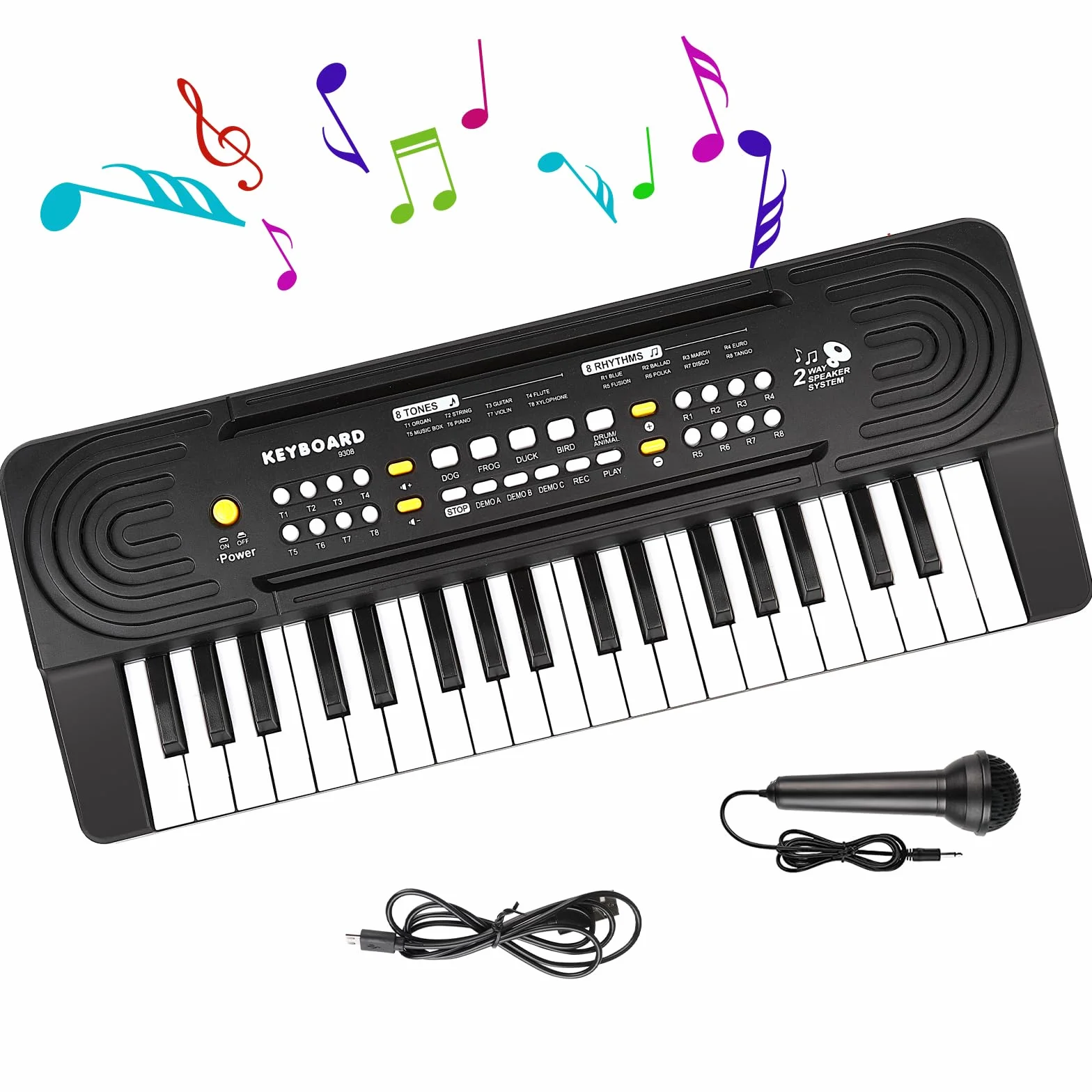 Piano Electrico Infantil con Micrófono, 37 Teclas Multifunción Piano para Niños, Organo Electronico Portátiles Calidad de Sonido HD, Doble Alimentación, Educativa Musical Regalo 3+ Años