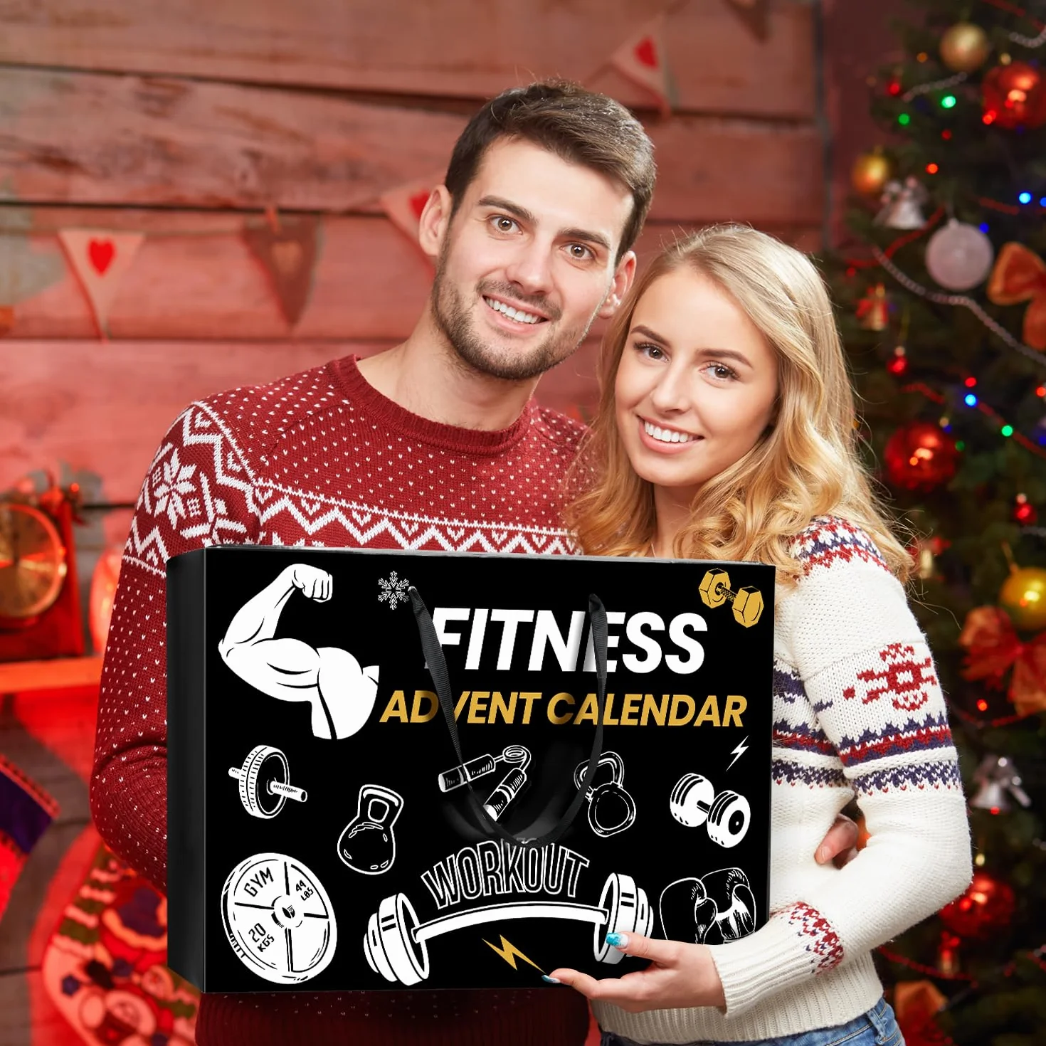iZoeL Adviento Calendario Fitness Gear 2025 Hombres Mujeres Adolescentes Calendario Fitness Como Bandas Resistencia Elásticas Ayudas Tracción Guantes Cuerda Saltar (Schwarz)