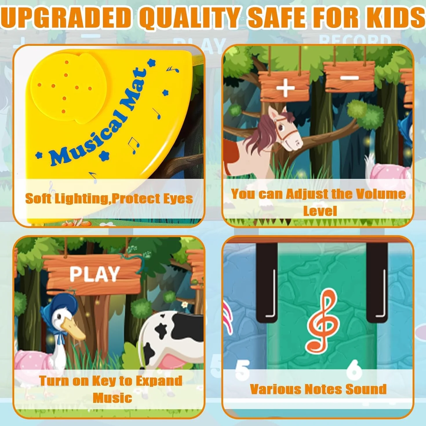 Alfombra Musical para Bebé, Alfombra de Música para Niños Pequeños, 110 x 36 cm, Alfombrilla de Juego de Música Niños y Niñas 3 4 5 6