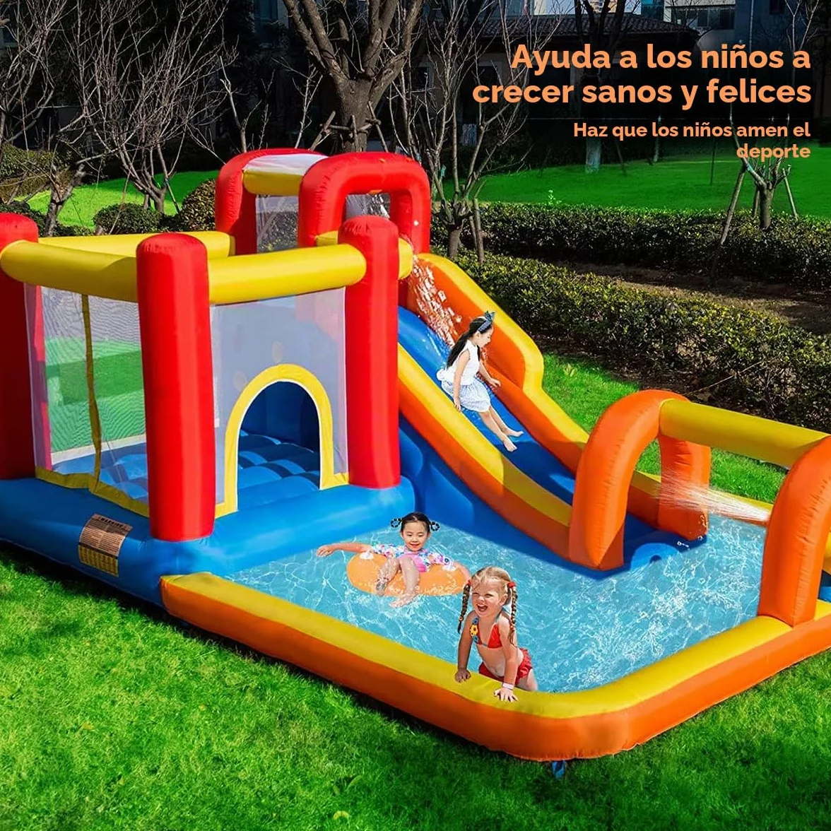 Baralir Castillo Hinchable con Ventilador, tobogán seco y de Agua, Puede albergar 3~5 niños al Mismo Tiempo. Castillo para niños para Uso Interior o Exterior 400 × 320 × 200 cm