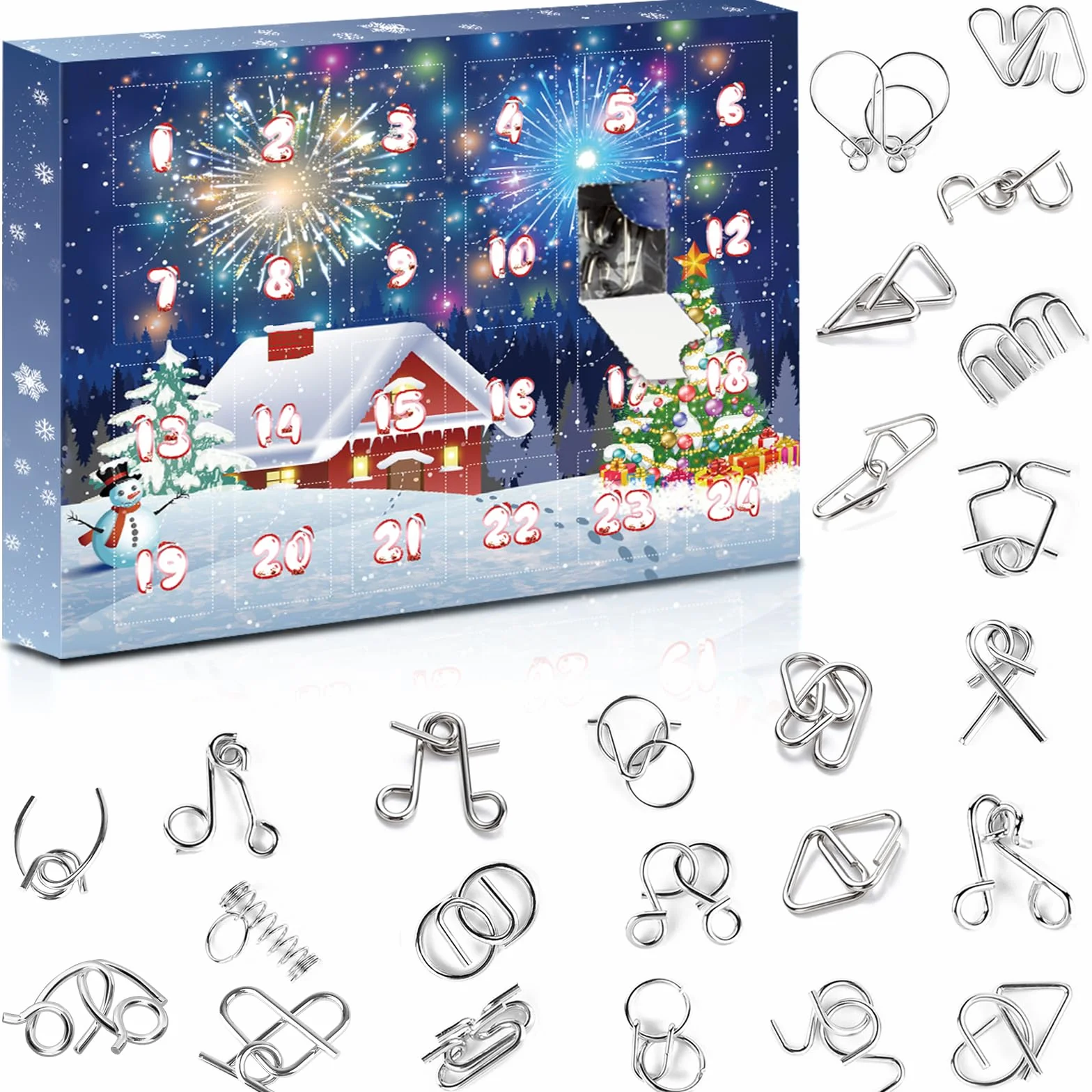GEEKEO Calendario Adviento 2025 para Niño y Adultos Rompecabezas de Metal con 24 Sorpresas, Christmas Calendario Adviento Regalo para Niños y Niñas