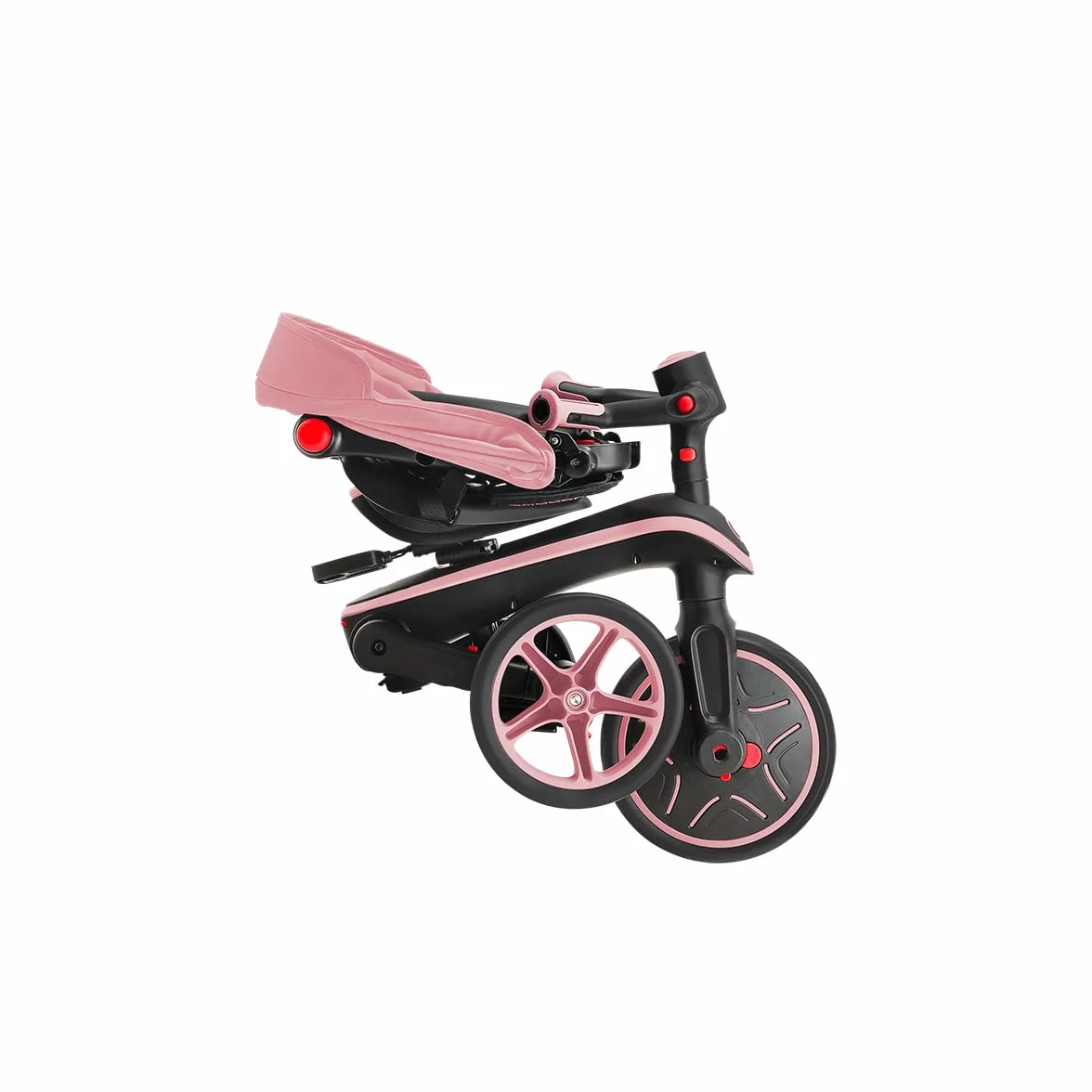 Globber Tricycle Explorer 4 en 1 - Triciclo Plegable y escalable en draisiana para niños de 10 Meses a 5 años - Pastel Rose
