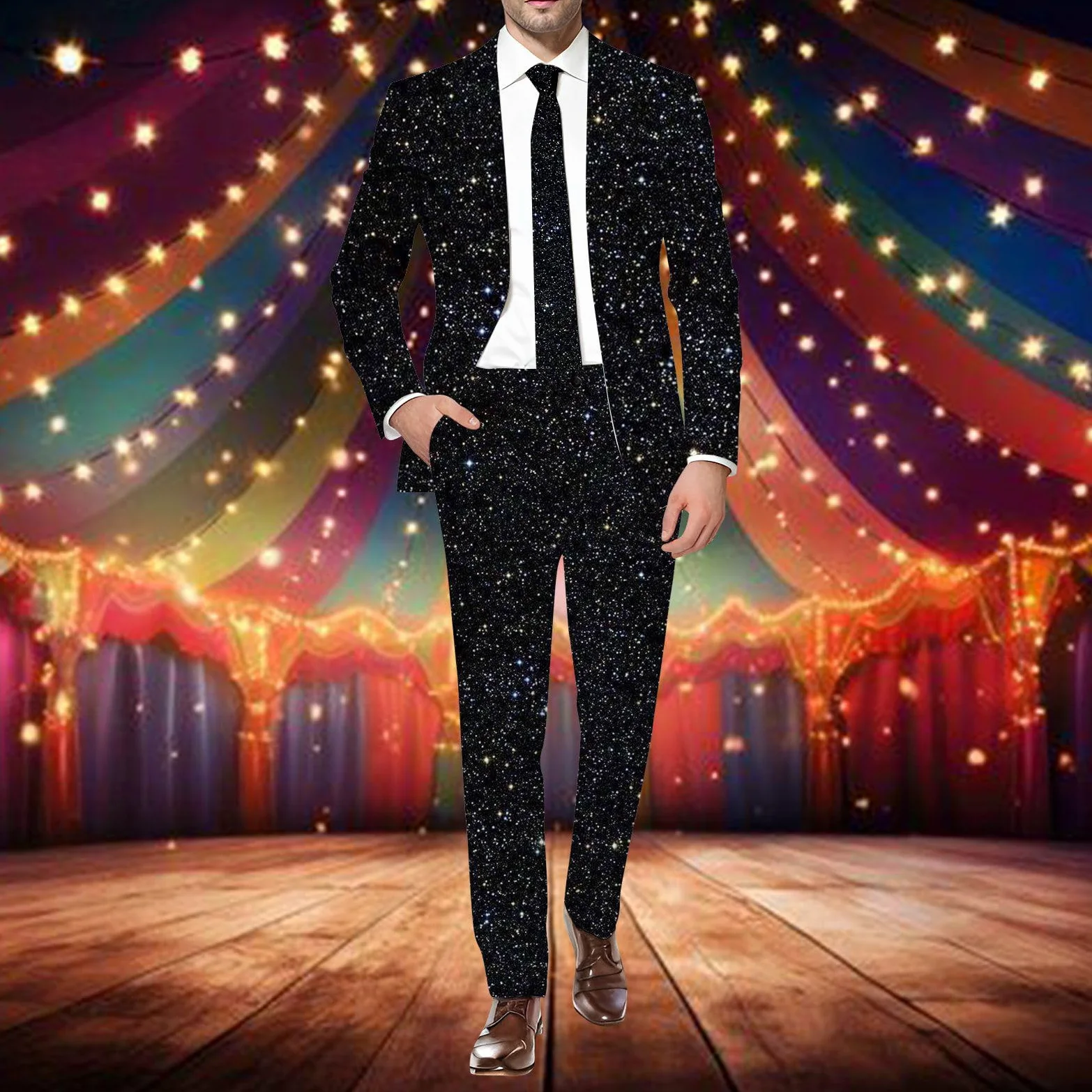 Generisch 2026 Disfraz de Carnaval Hombres Carnaval 3D Digital Impreso Conjunto de Traje de Negocios Ligero Traje de Negocios Chaqueta Pantalones Conjunto