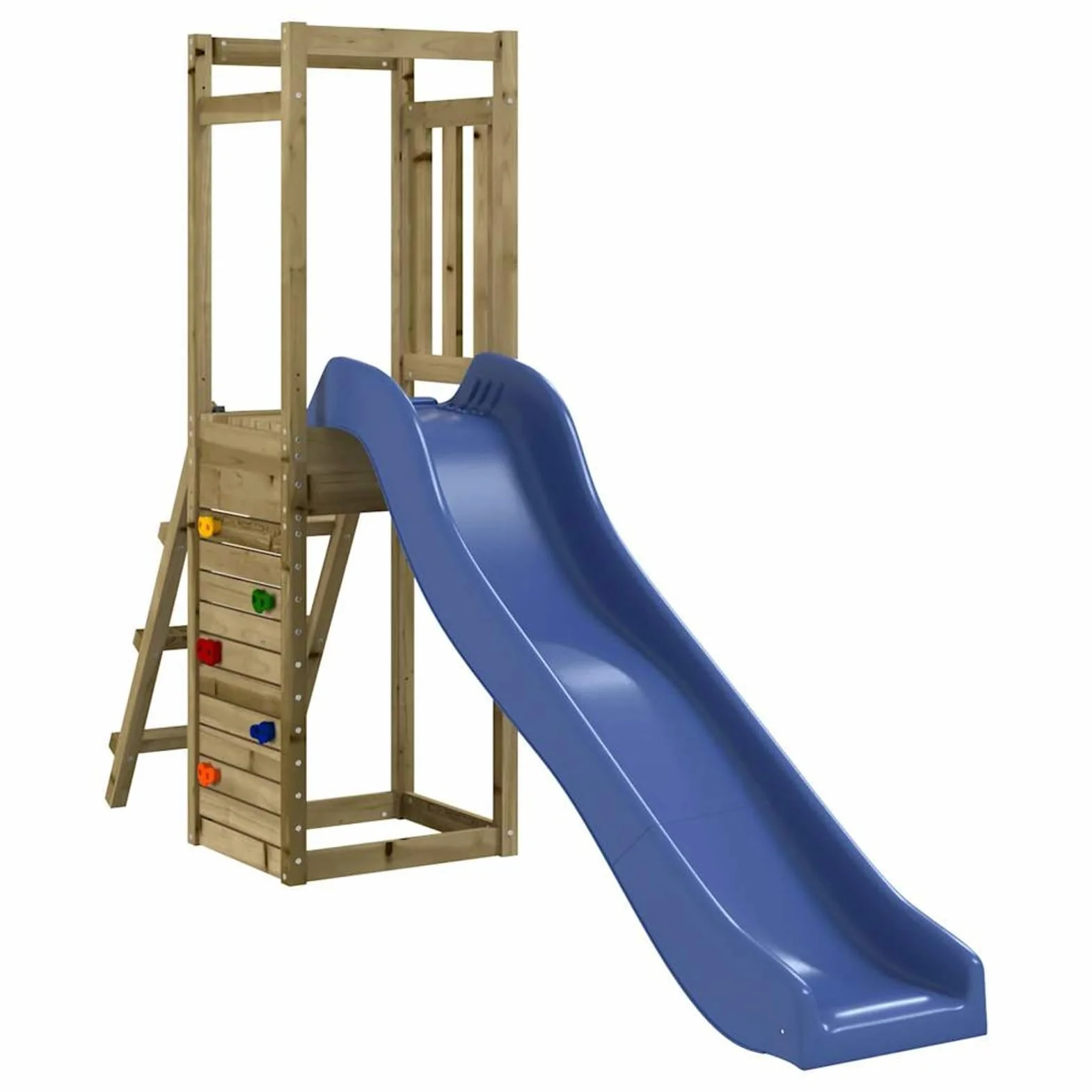 Gecheer Parque Infantil de Exterior con Tobogán, Torre de Escalada para niños al Aire Libre, Escalera y Accesorios de Juego para el jardín Madera Maciza Pino impregnada 9#