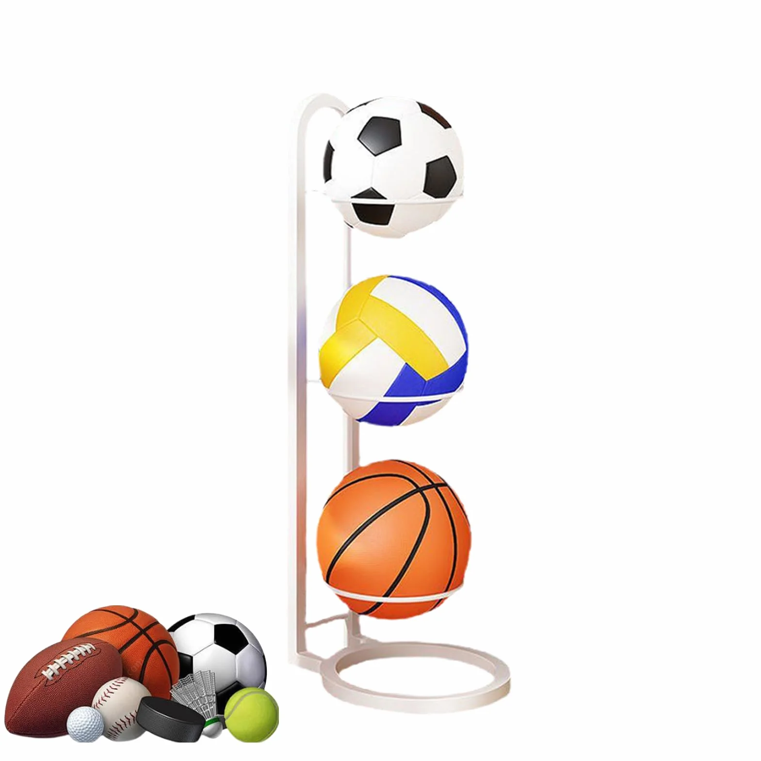 Estante de Almacenamiento Vertical para Pelotas de Fútbol y Baloncesto Extraíble