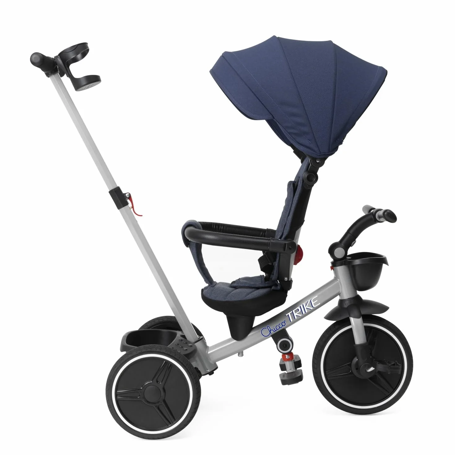 Chicco, 4in1 Trike Triciclo con Estructura de Metal, Ruedas Goma EVA, Cinturón de 4 Puntos, Manillar Telescópico y Capota Desmontable, Cochecito con Asiento Reversible, Cesta, Juguete 6 Meses - 5 Años