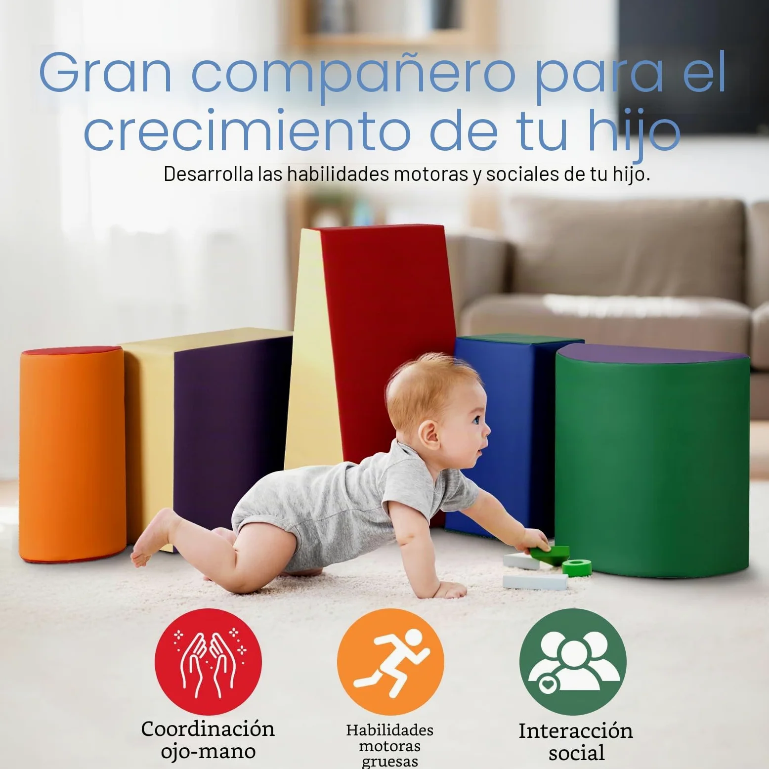 Wilwolfer Juego de 5 Bloques de Espuma para Niños: Cuero PU Bloques Psicomotricidad Infantil - Set de Escalada Suave Ligero para Interior Infantil Juego de Trepar y Gatear Regalo para Bebés(Clásico)