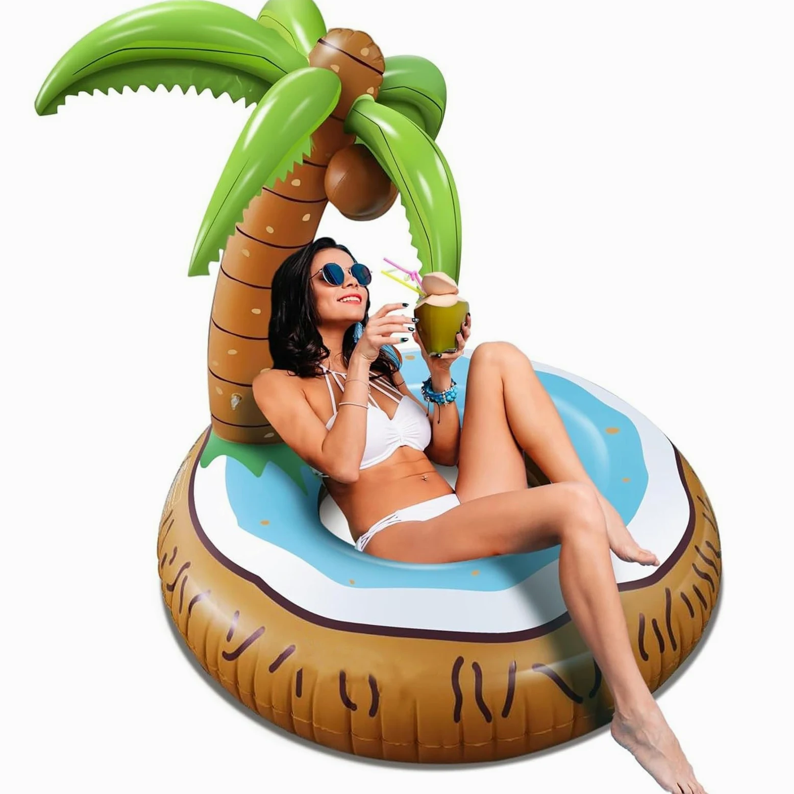 Colchonetas Hinchables para Piscinas, Flotador Piscina | Forma de Palmera, Aspecto Divertido, para Fiestas en la Playa, Junto al Mar