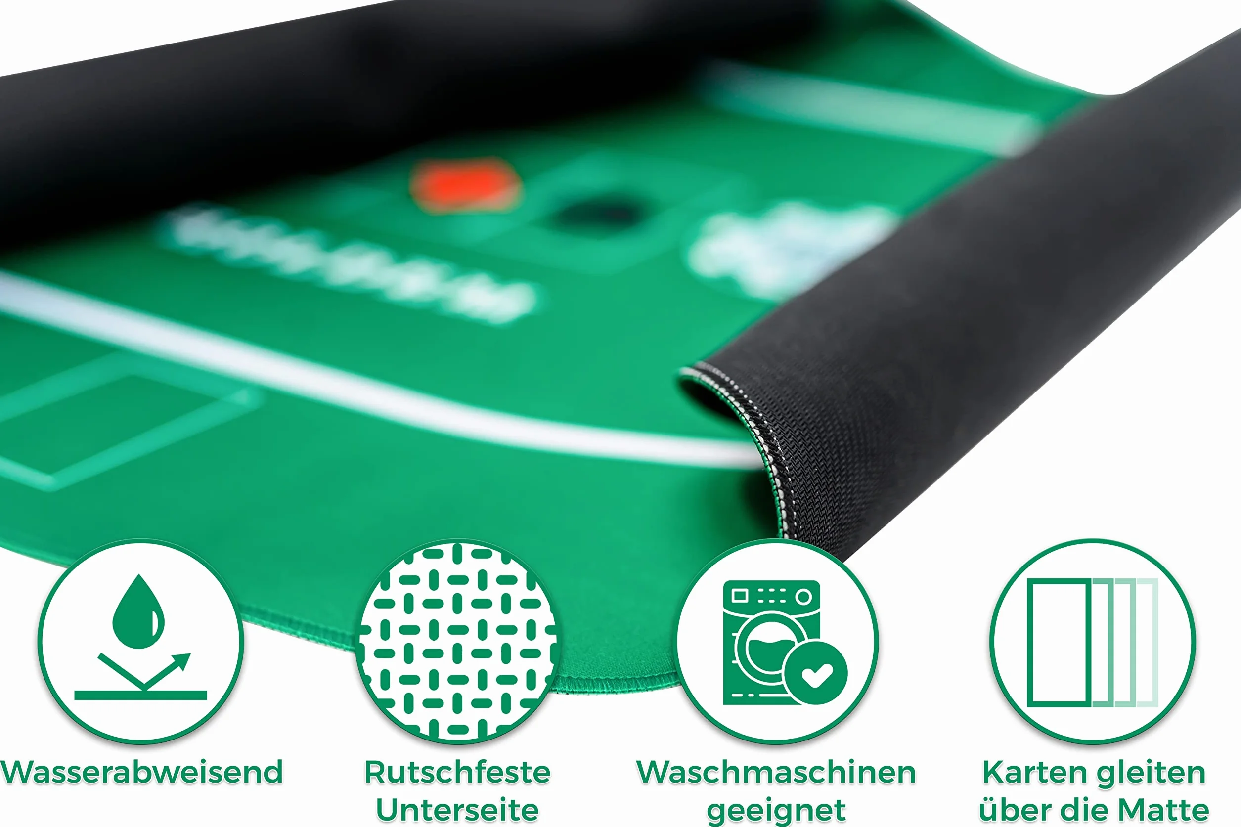 XXL - Alfombrilla profesional de póquer de 100 x 60 cm + bolsa de transporte – Base para mesa de póquer / cubierta para mesa de póquer / alfombra de póquer / tela de póquer