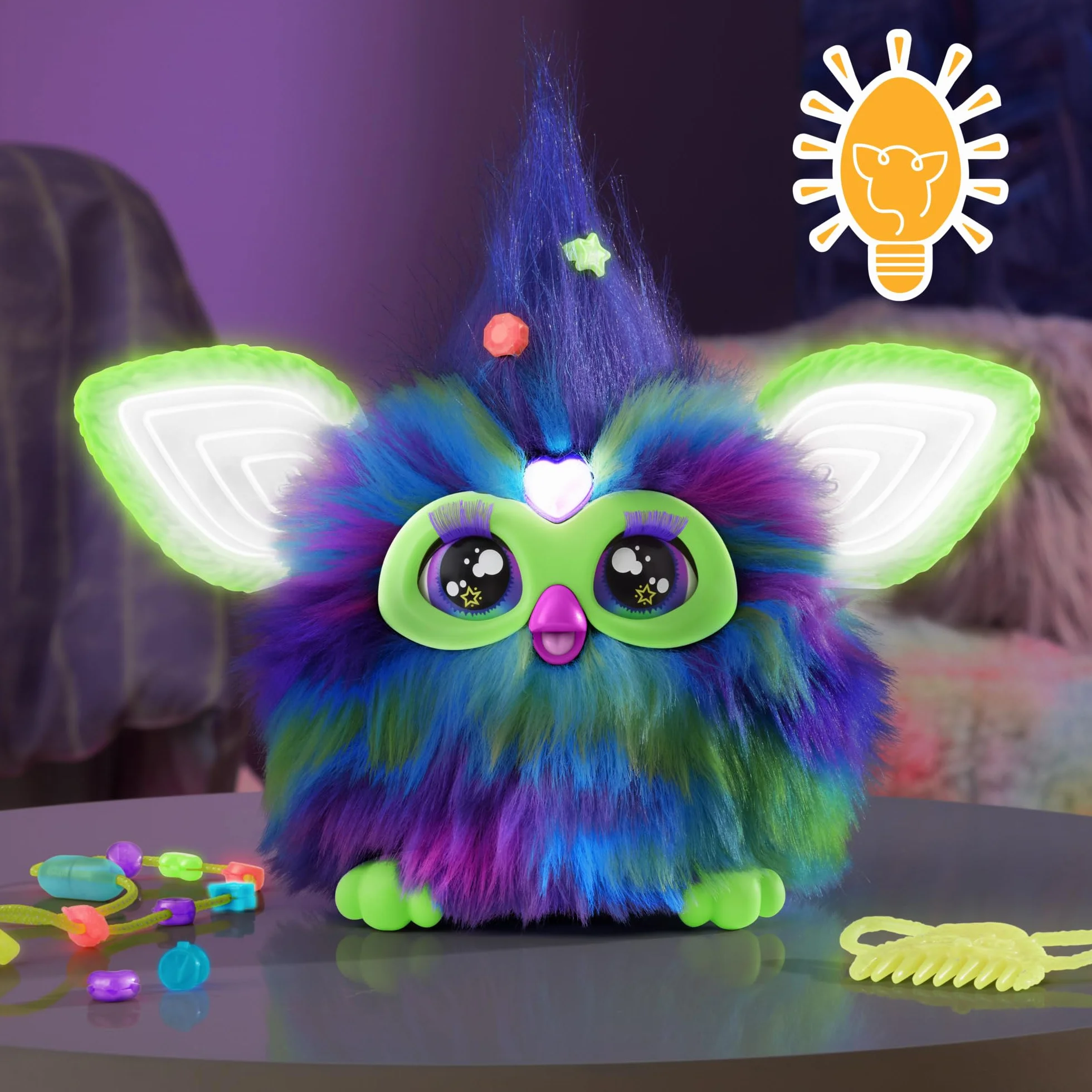Furby Galaxy, Juguete de Peluche Interactivo Que Brilla en la Oscuridad - Versión en Español, Juguete Electrónico para Niñas y Niños, Regalo de Papá Noel y Reyes Magos