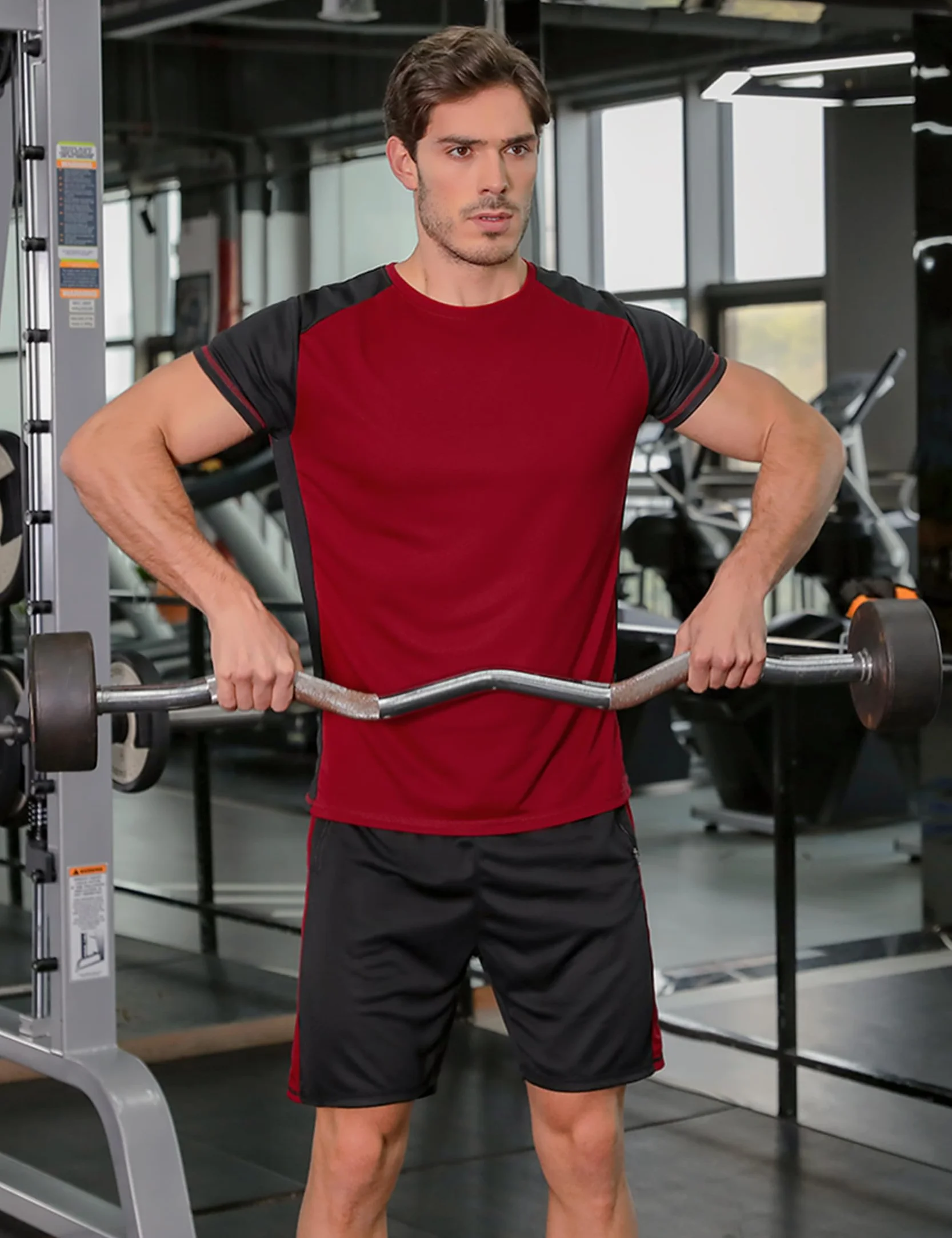 Conjunto Deporte Hombre Manga Corta Chandal Verano Traje Entrenamiento Elástico Secado Rápido Ropa Deportiva Correr