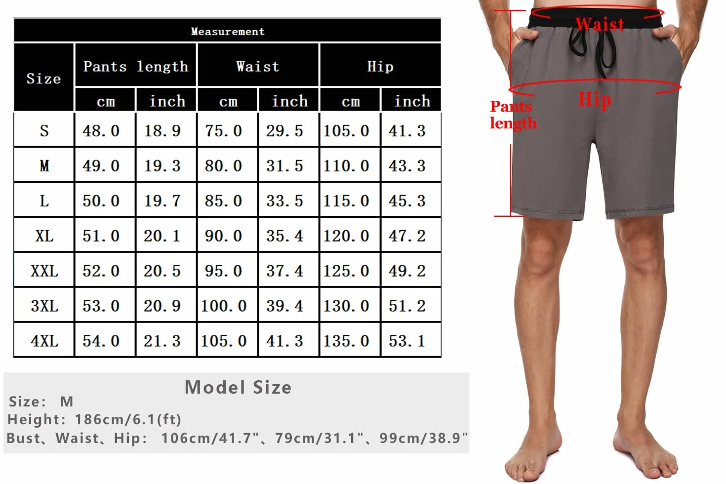 Pantalones Pijama Cortos Hombre Algodón Verano Casuales Bermudas con Bolsillos S-3XL