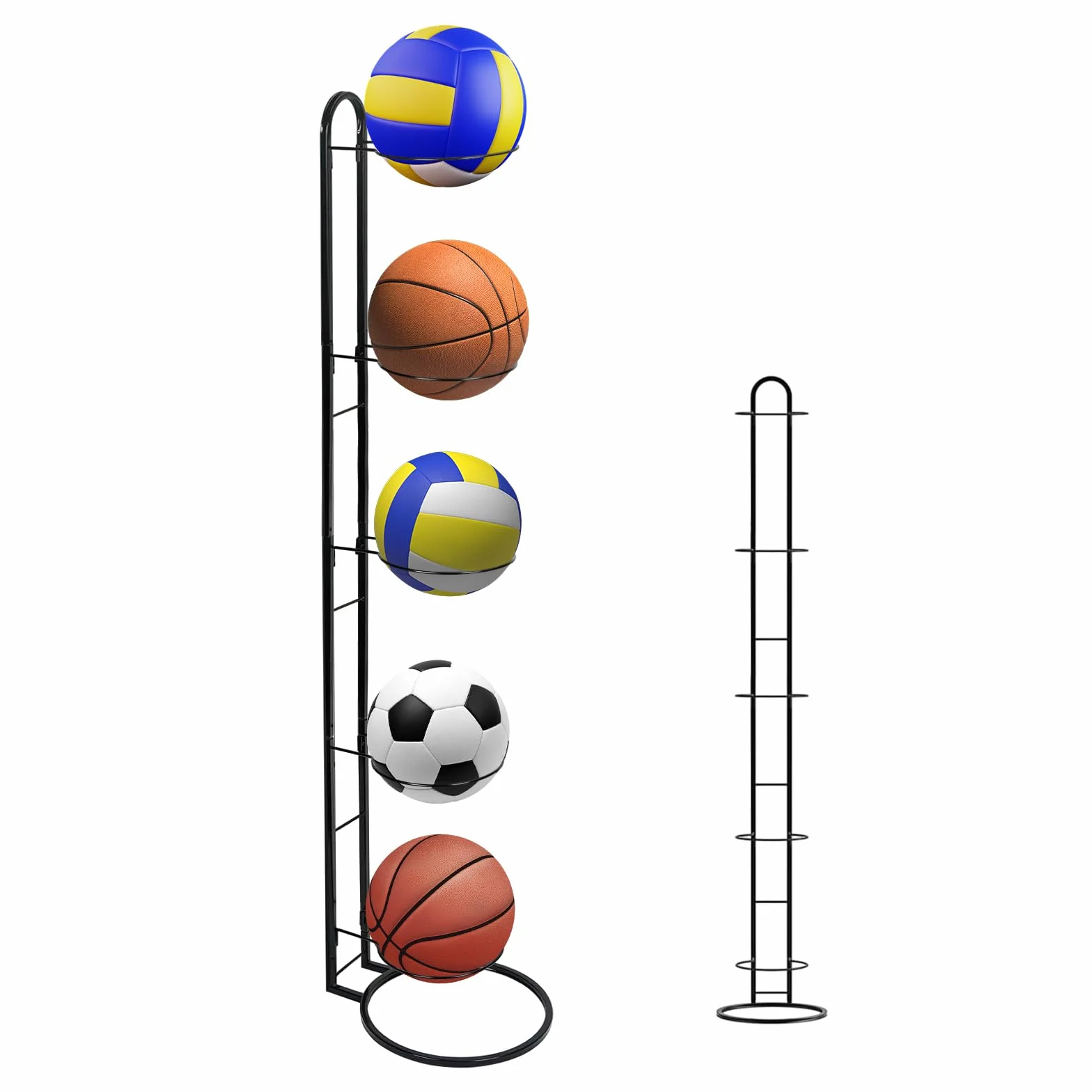 Estantería de Almacenamiento para 5 Bolas Extraíble Soporte Estable Baloncesto Balón Pie Voleibol Rugby