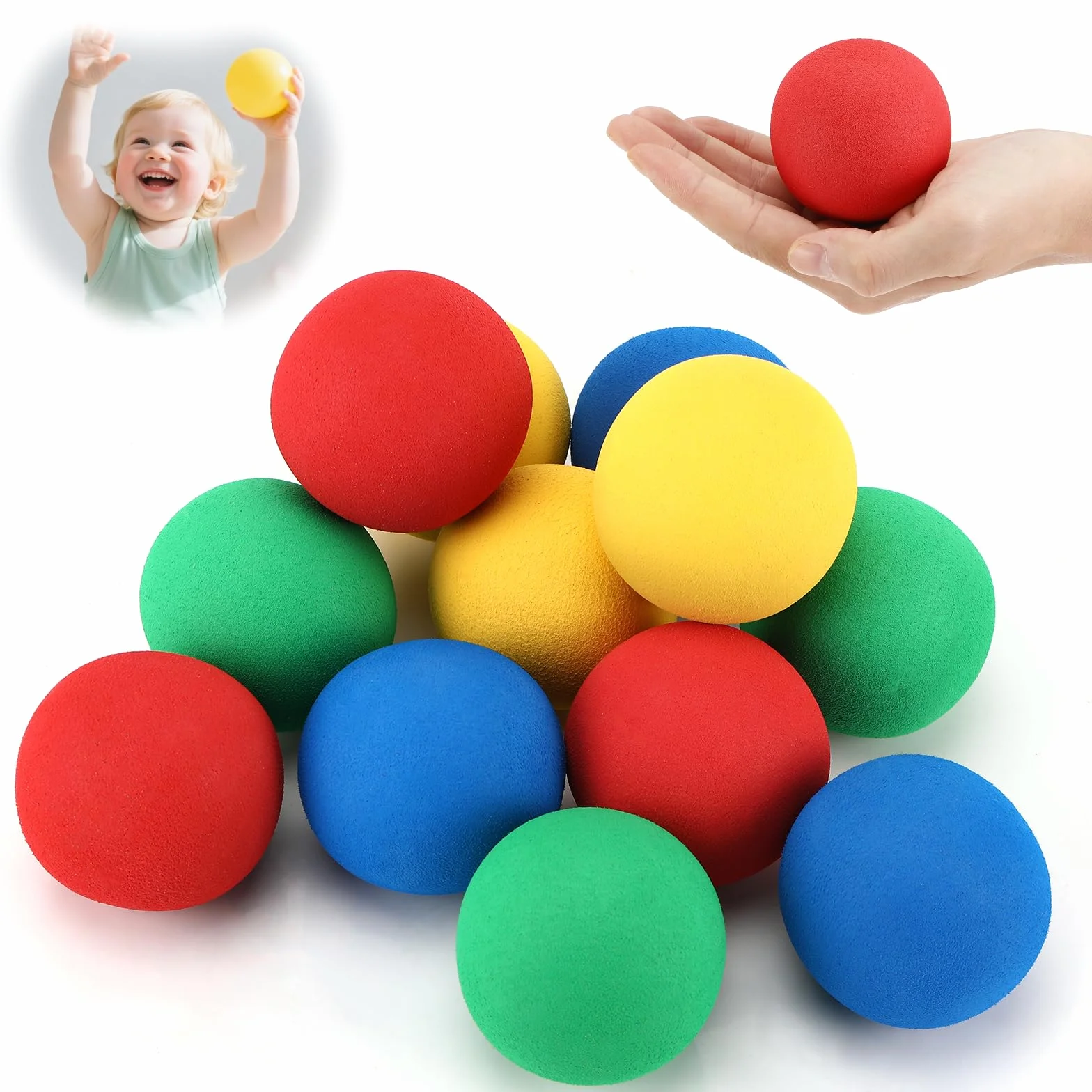 Tapvai 12 pelotas blandas, 6 cm, bola de espuma EVA, juegos interiores para niños