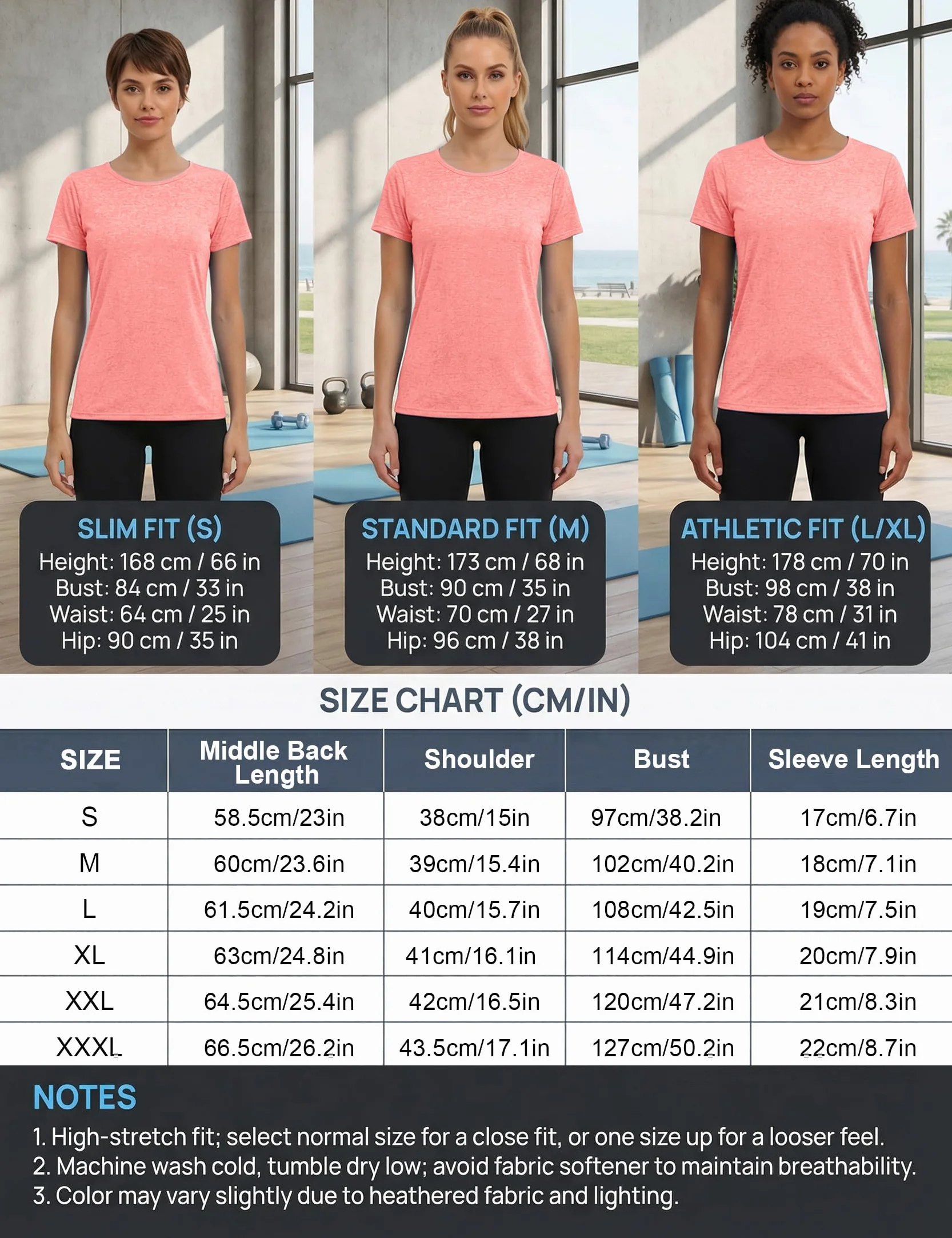 Camiseta Deportiva Mujer Manga Corta Cuello Redondo Secado Rápido Top Malla Transpirable Yoga