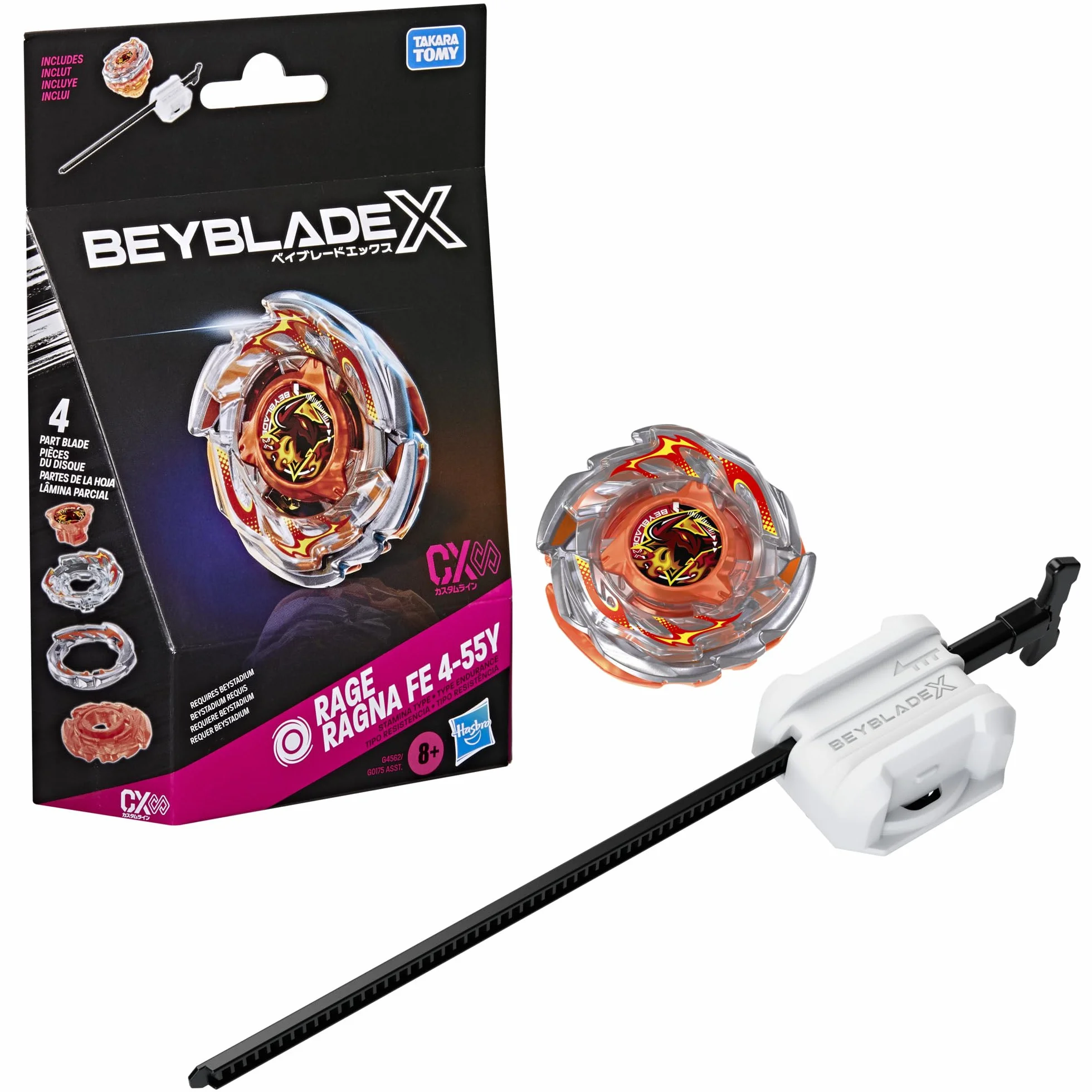 Beyblade X Rage Ragna FE 4-55Y CX Infinity Takara Tomy Kit Inicial Lanzador Tops Batalla Resistencia