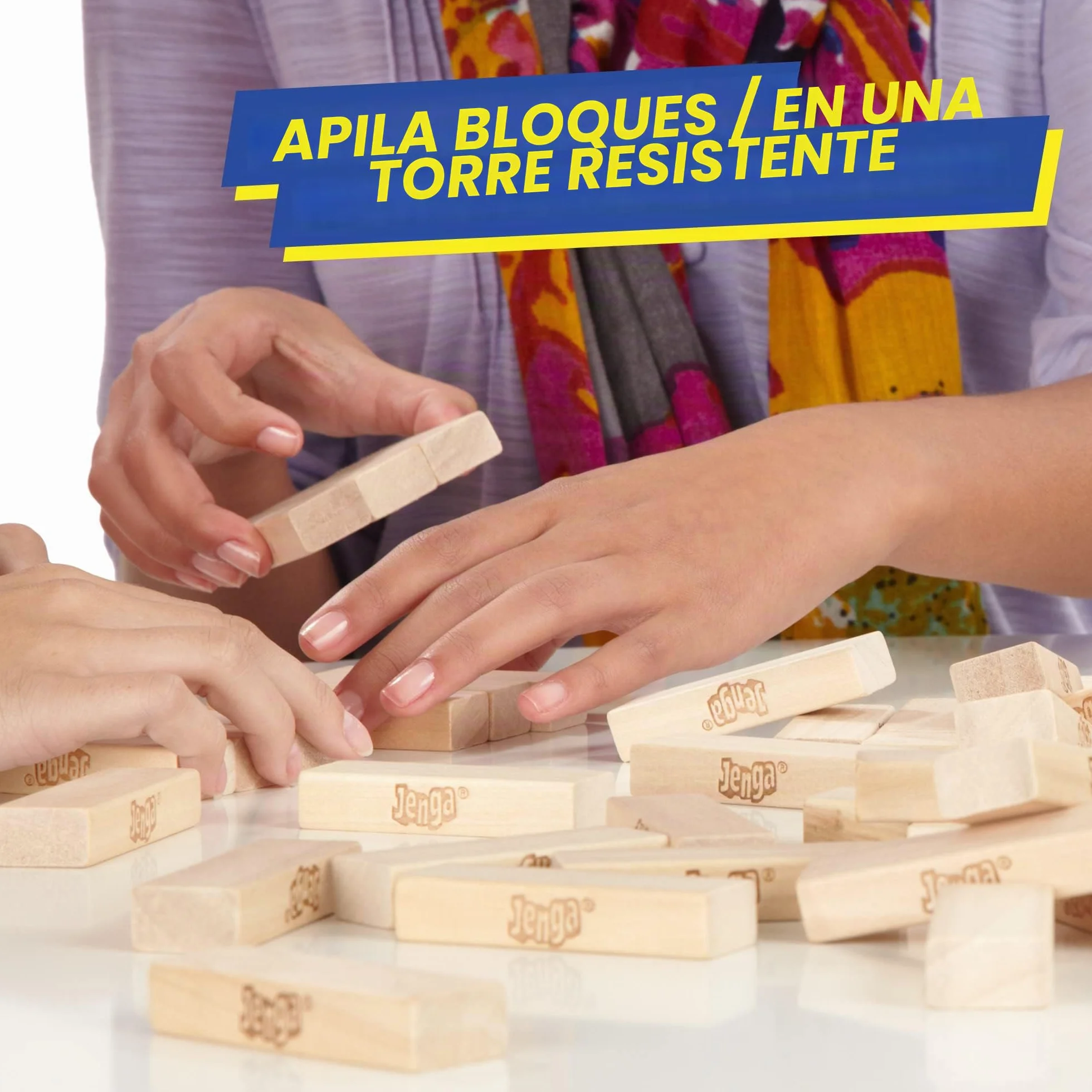 Hasbro Gaming Jenga, Juegos de Mesa para Niños y Niñas de 6 Años o Más, Fiestas con Amigos, Habilidad y Estrategia
