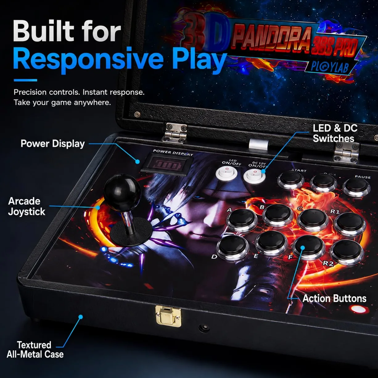 36S - Consola de juegos 3D Retro Arcade de 14 pulgadas, Full HD, 128 GB de almacenamiento | Máquina de juegos portátil WiFi HDMI con carcasa de metal para juegos clásicos de entretenimiento