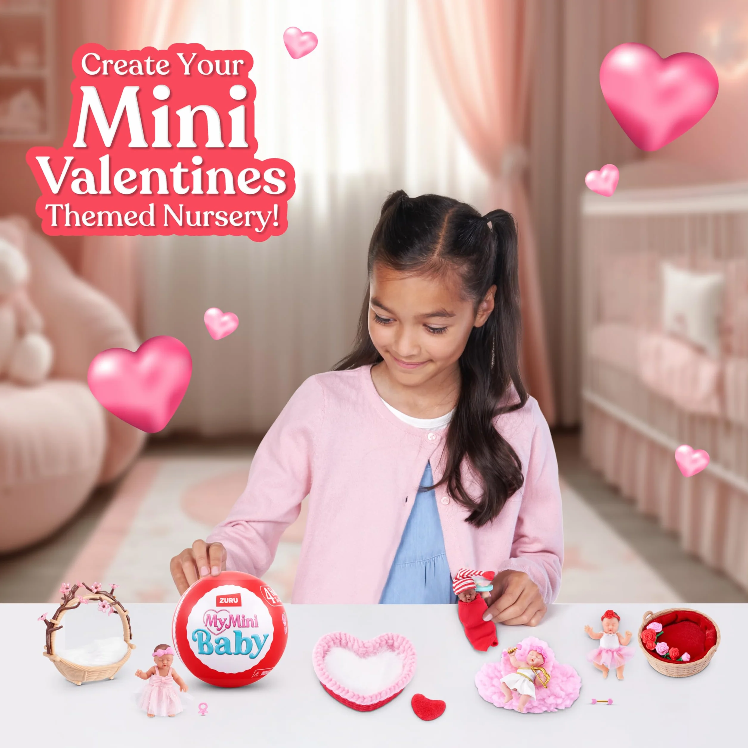 My Mini Baby Sweet Hearts Serie 1 2 Pack de ZURU – Cápsula Sorpresa Coleccionable con Muñeca Bebé, Accesorios y Set de Juego, Juguete Miniatura Realista para Niñas de 3+ Años
