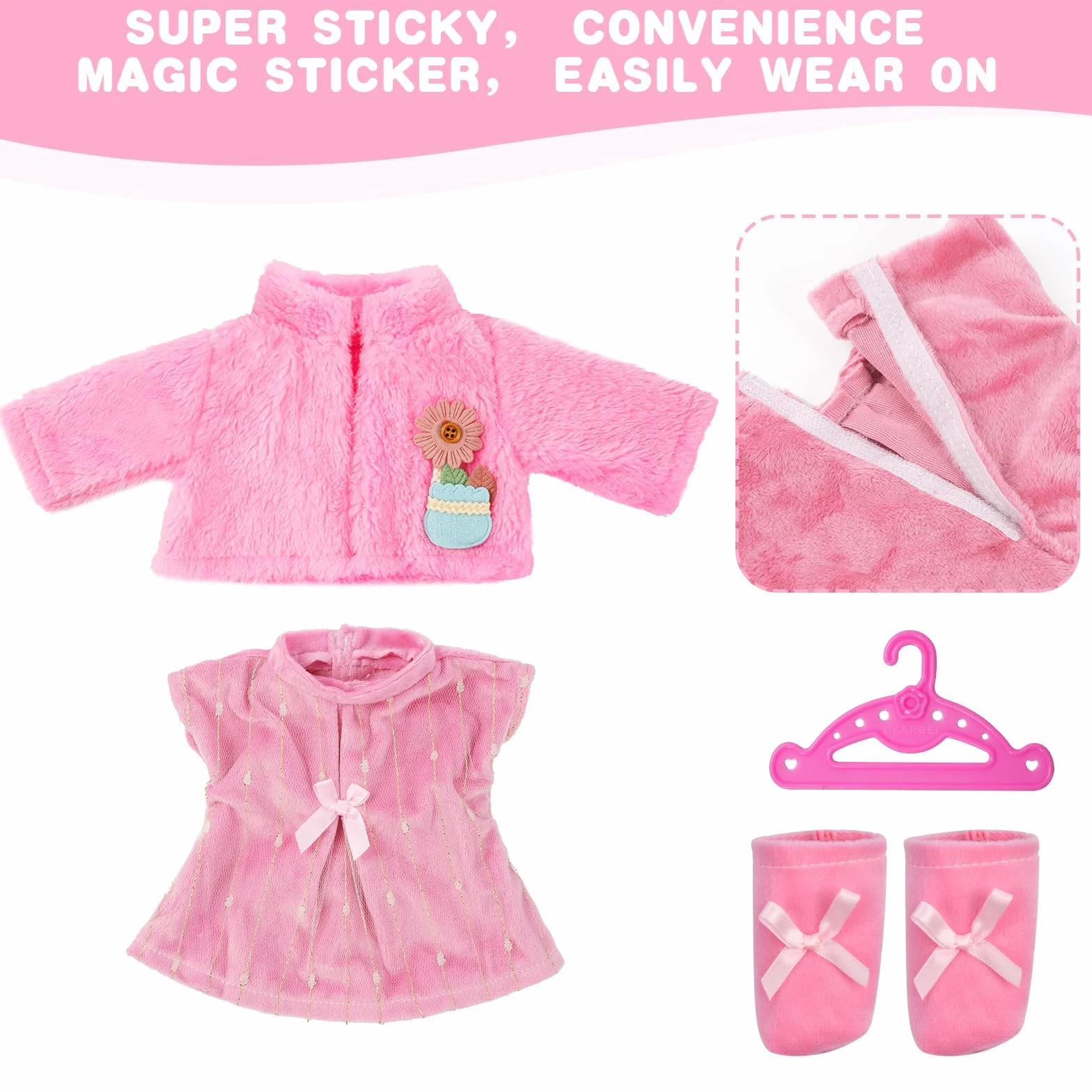 Aolso Ropa para Muñecas Bebé，Ropa para Muñecos Bebé de 35cm-45cm，Conjunto de Ropa de Muñeca,Juego de Disfraz de Muñeca para Niños y Niñas,Accesorios para Muñeca(no muñecas)-Cordero