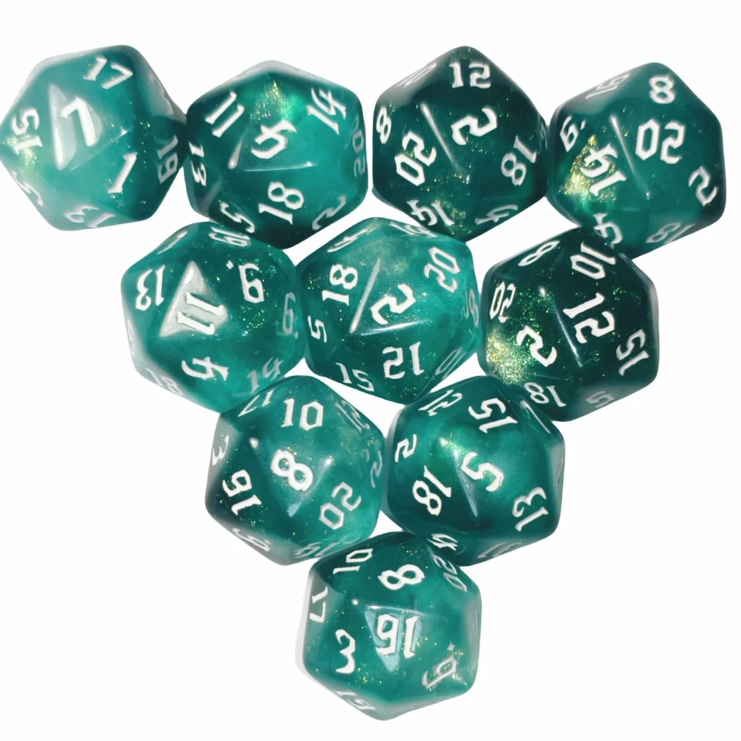 Dzxin Dados de rol 20 Caras,10 Piezas Caras Dados Poliédricos, 20mm D20 Dados para Dungeons and Dragons DND RPG MTG Juegos de Cartas de Mesa y Otros Juegos de Mesa (Verde)