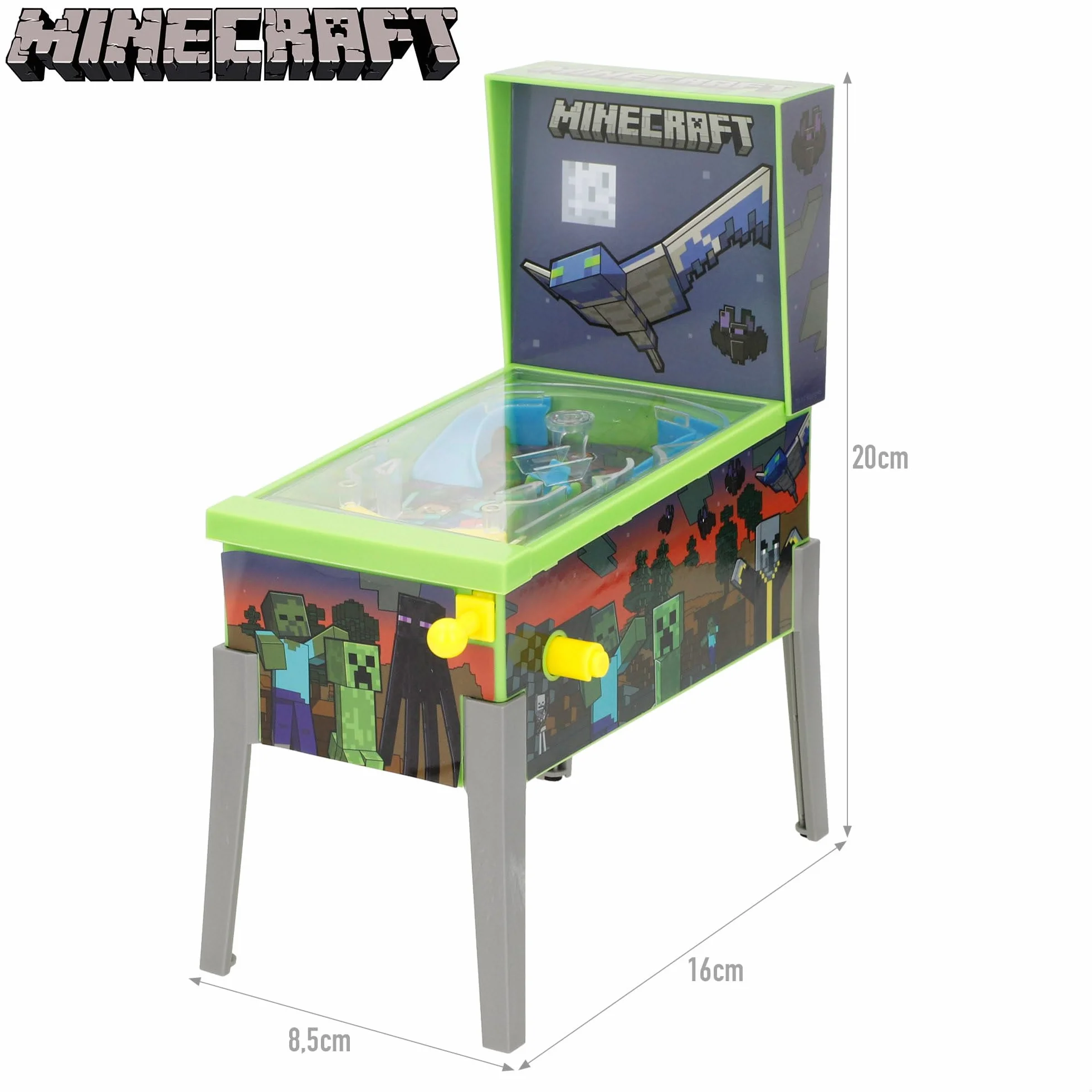 ColorBaby Minecraft Mini Pinball Arcade de Mesa, Luces y Sonido, Dibujos Animados, Juegos de Mesa, Juguetes Retro, Juguete coleccionismo, Recomendado Adultos y niños +3 años (77712)