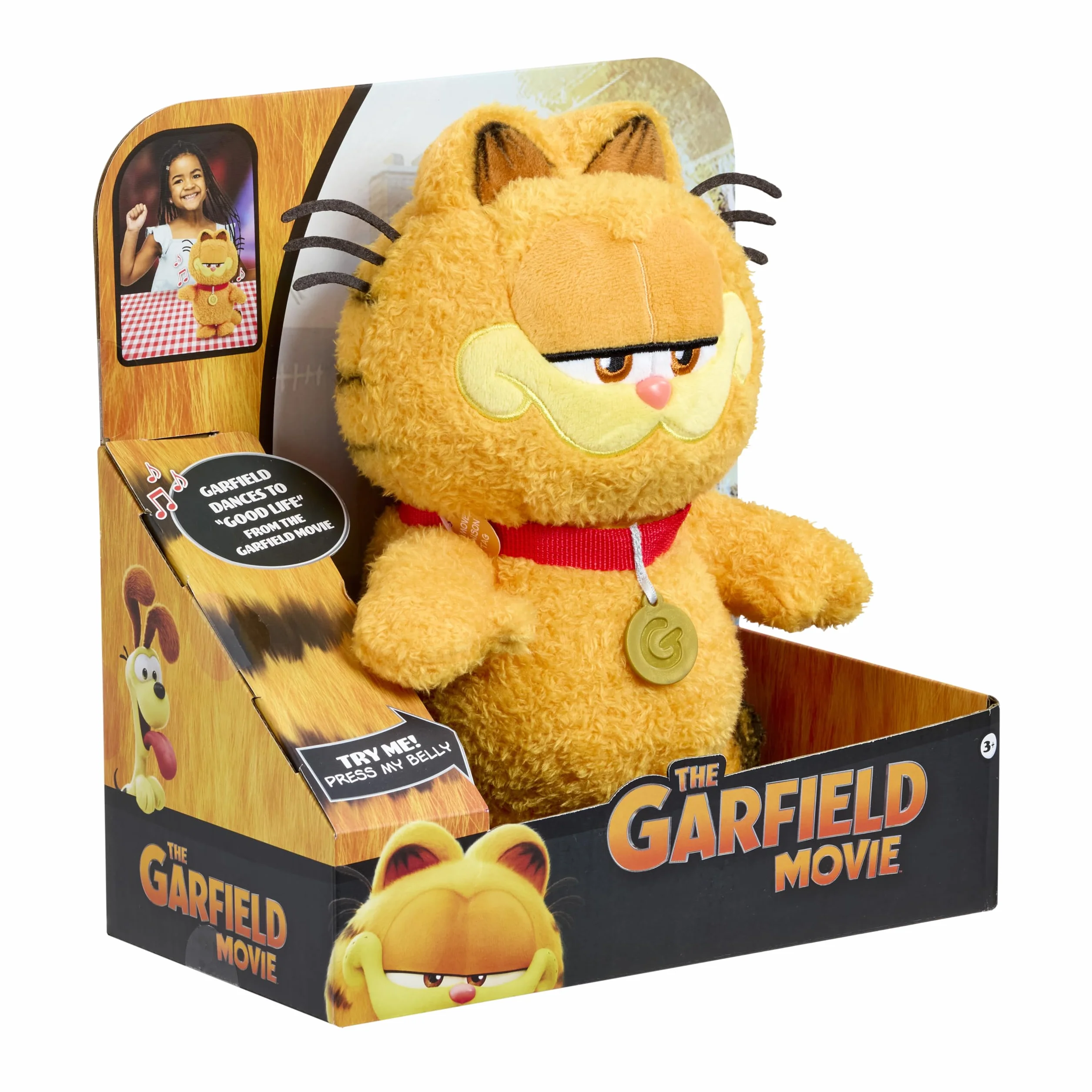 Animagic – Garfield Peluche Musical de 25 cm con Canción Good Life de la Película – Gato Garfield Suave y Parlante – Juguete Interactivo con Pilas Incluidas – Ideal para Niños Desde 3 Años