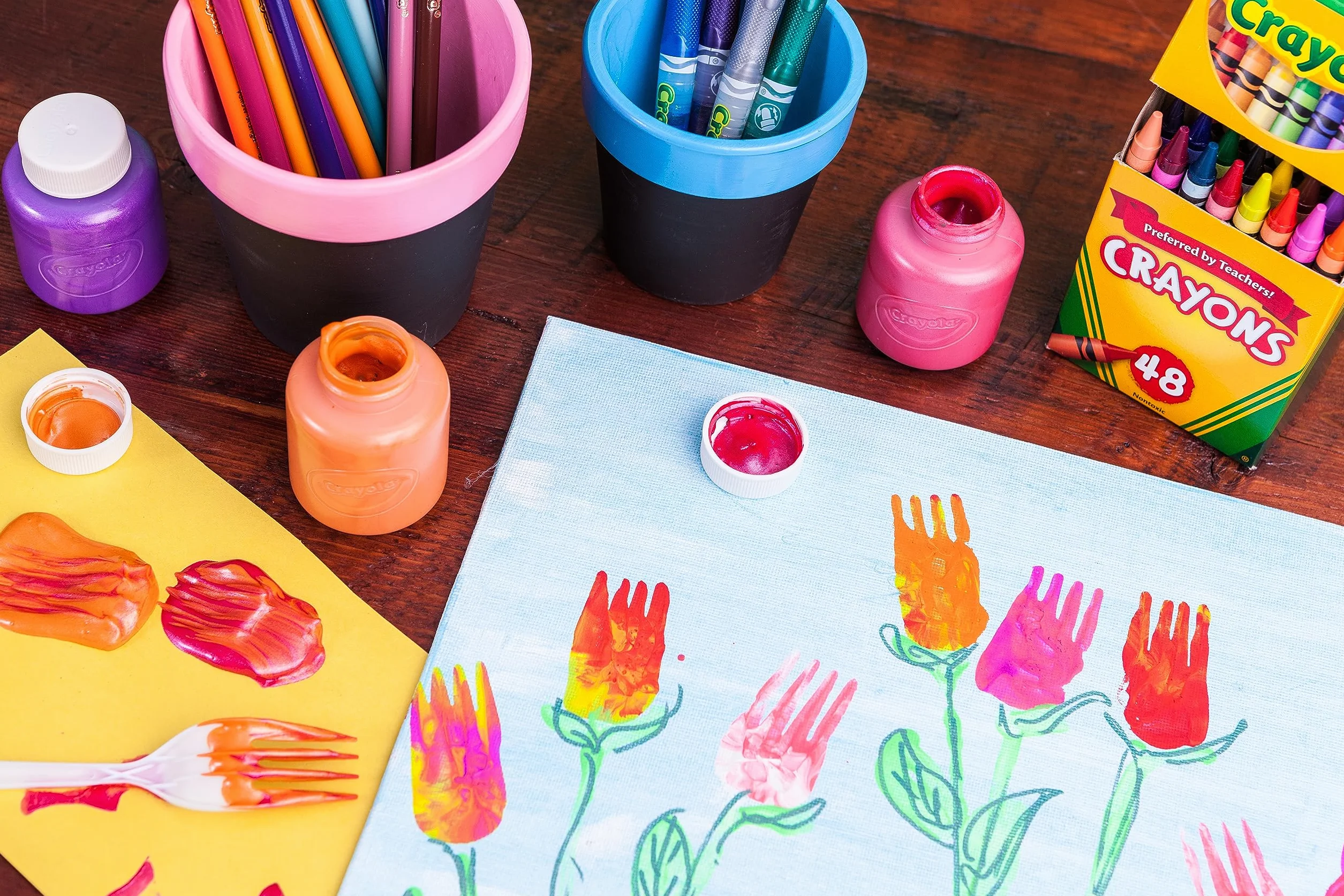 CRAYOLA - 10 Botes de Pintura Lavables, Paquete de 10 Botes de 59 ml, Edad Recomendada: a partir de 3 Años, 54-1205