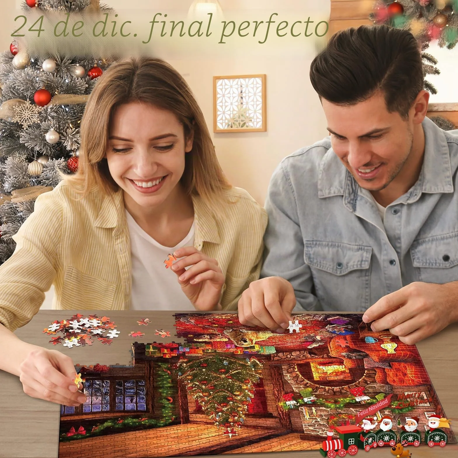 HappyGoLucky Calendario Adviento 2025 Adultos, Puzzle 1000 Piezas Adultos Regalo Navidad para Mujer Hombre y Niño Niña Calendarios de Adviento Adolescentes Regalos Originales para Amigas Parejas