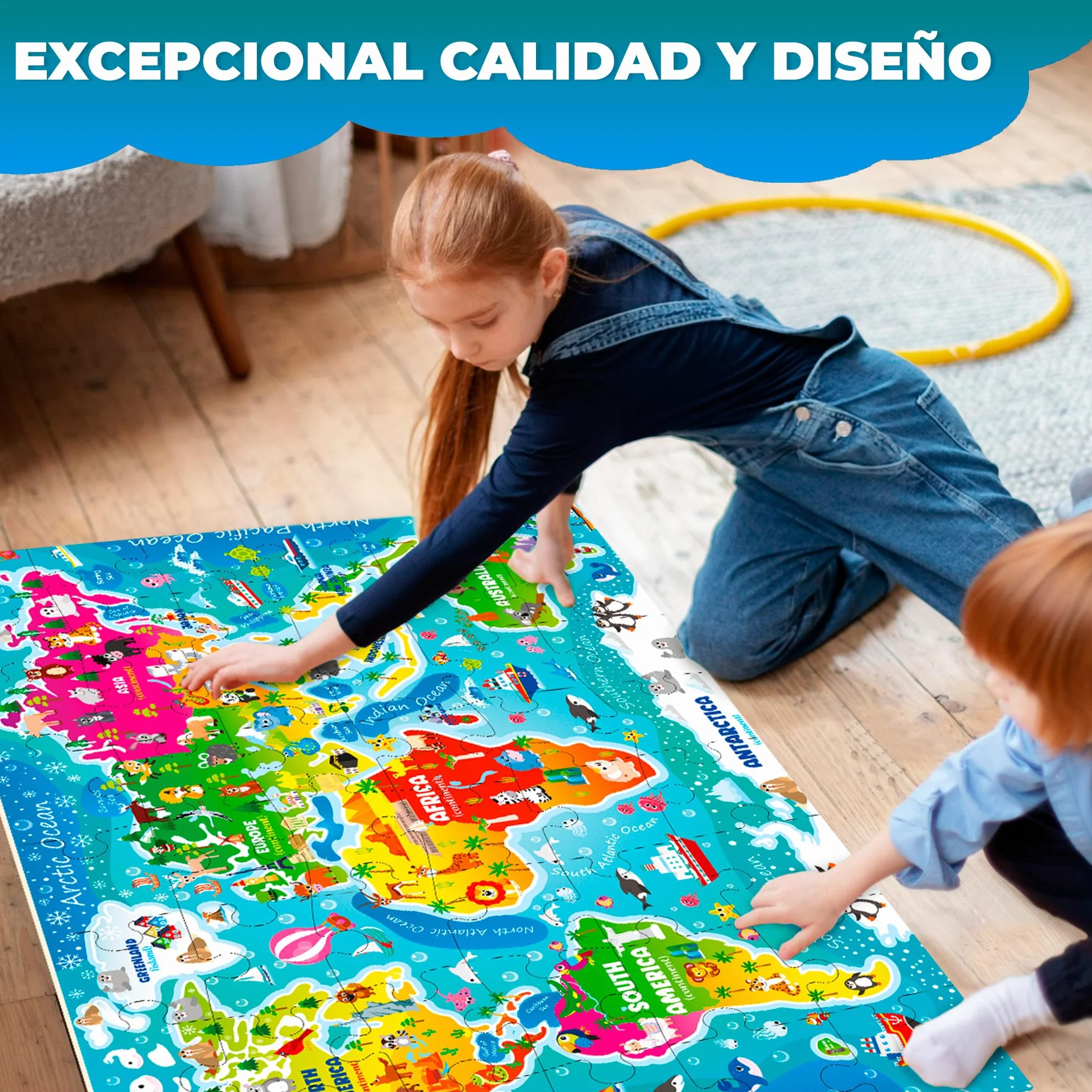 QUOKKA Puzzle Mapa Mundi Infantiles 3 4 5 Años - 60x90 cm 48 Piezas Puzzle XXL Gigante de Suelo para Niños 5 6 Años - Grande Juguete Mundo - Regalo Educativo para Niños y Niñas de 2 a 6