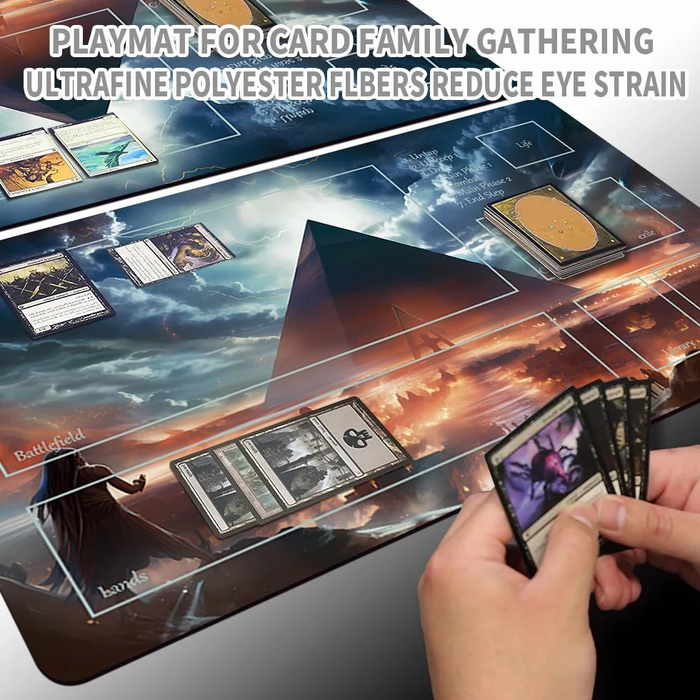 MTG Juego de alfombrillas + bolsa impermeable gratuita, bordes cosidos, superficie de goma suave, PlayMat con zonas (Angel of Flight Alabaster - All is Dust)
