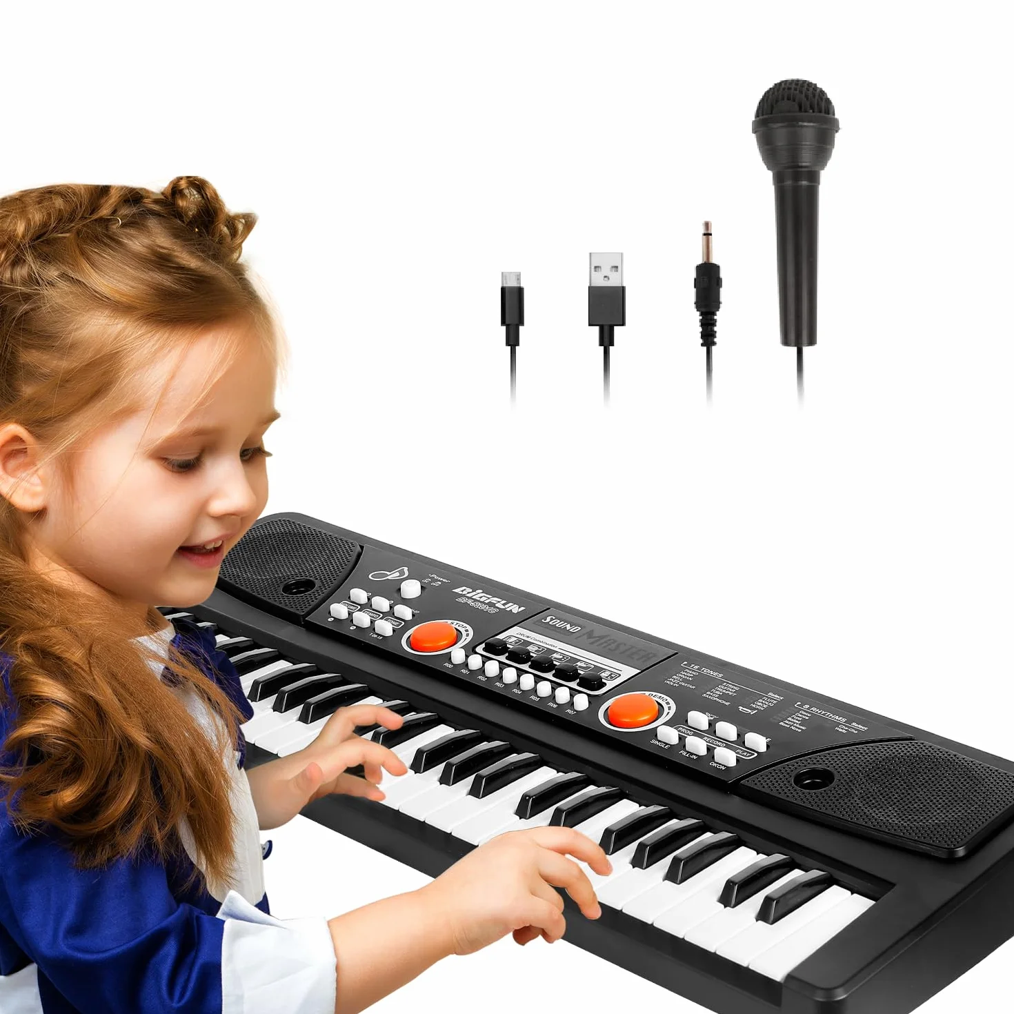m zimoon Teclado Pianos 49 Teclas, Piano Electrónico con micrófono, Electrónico Música Teclado Piano Cumpleaños Regalos del día de Navidad Edad para Niños de 3 a 12 Años, Niñas y Niños