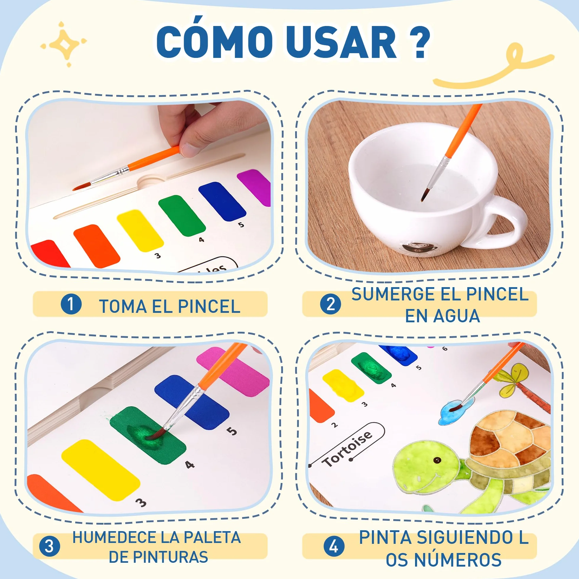 YPLUS Pintura con Libros de Agua para Niños Pequeños，Papel de Acuarela para Edades de 1 a 4 años，Regalo de Arte Artesanal con Pincel e Ilustraciones de Animales Incluidas