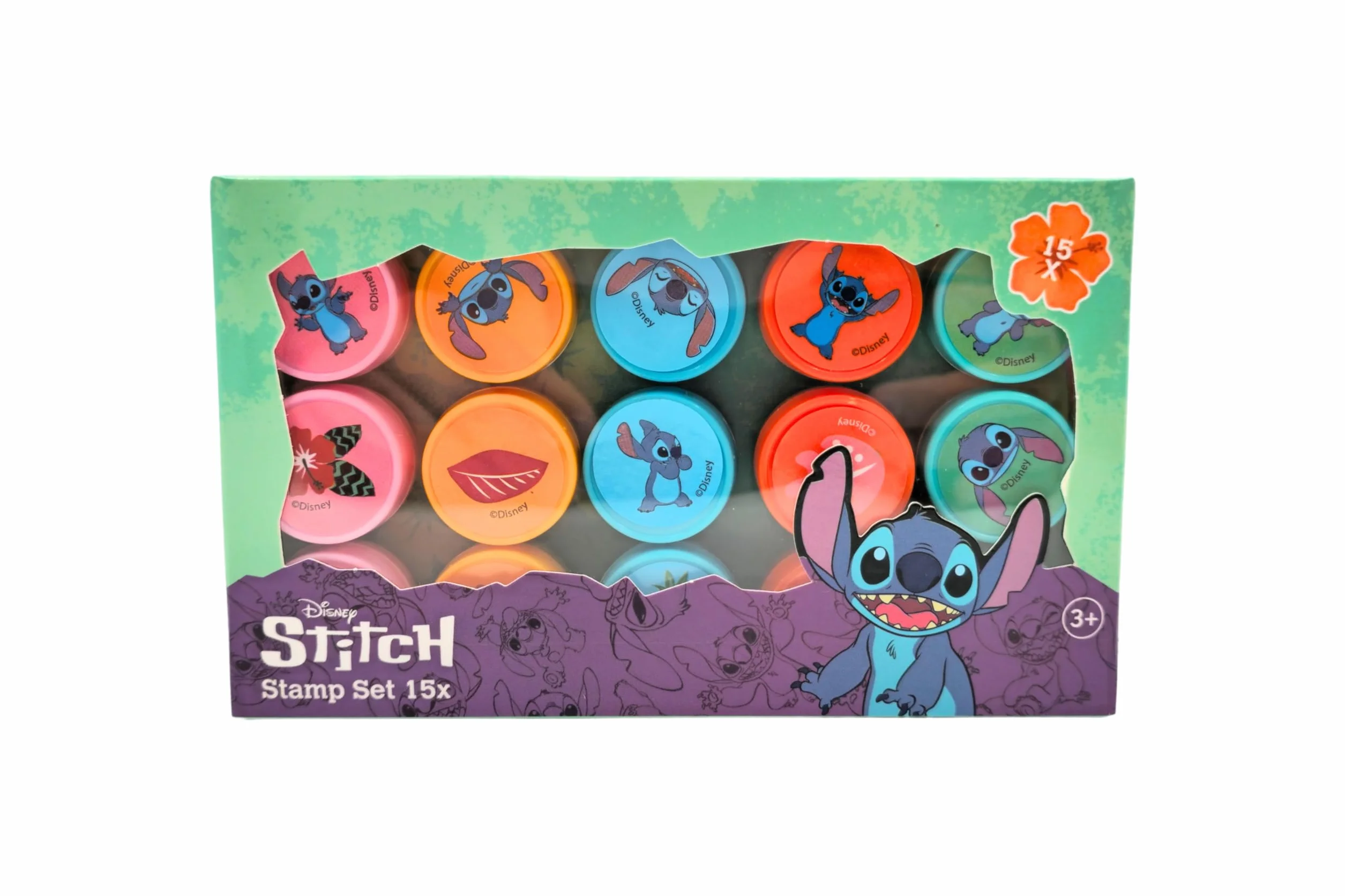 Disney Stitch Juego de sello | 15 sellos infantiles con color | Manualidad para niños y niñas | Juguete creativo | Regalo a partir de 3 años | Material de arte