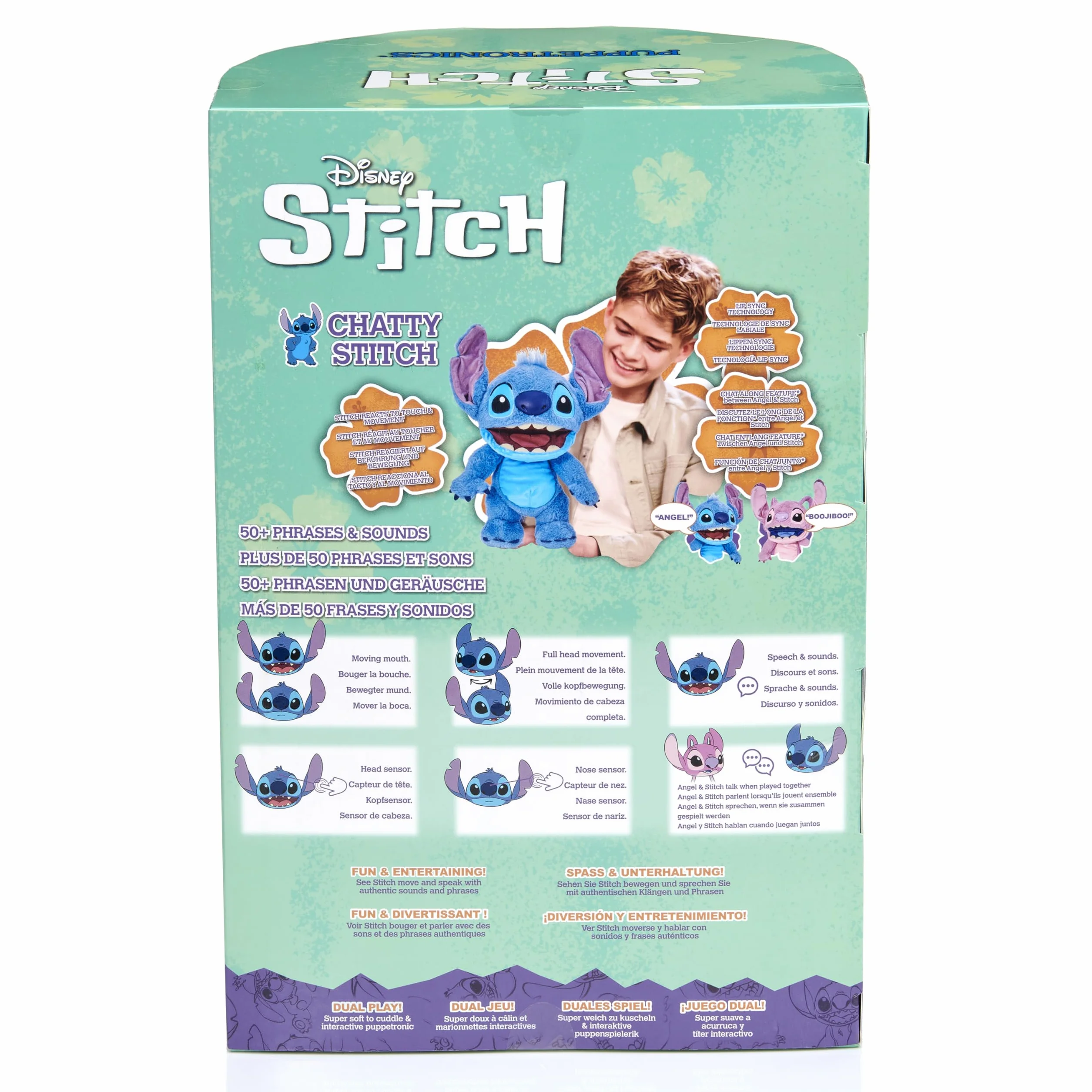 Wow! Stuff Disney Chatty Stitch Deluxe Puppetronic, muñeca animatrónica interactiva con más de 50 Sonidos, Habla y se Mueve, tamaño Aprox. 30 cm, para niños y Adultos
