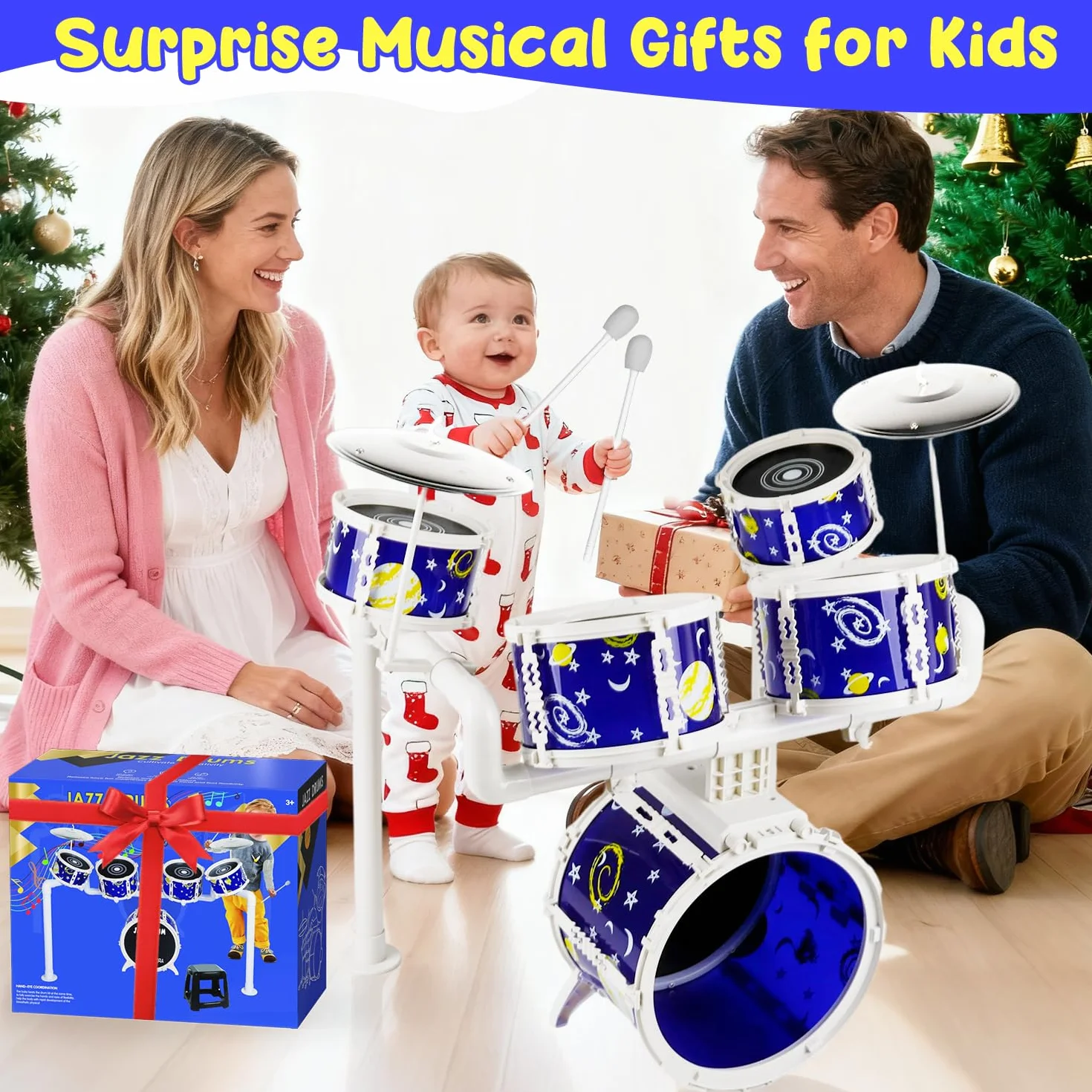 Batería para niños, batería de Juguete Verdantree, batería Infantil, 5 Instrumentos Musicales de percusión, Juguetes para niños y niñas de 3, 4 y 5 años, Regalos para Edades de 3 a 5 años