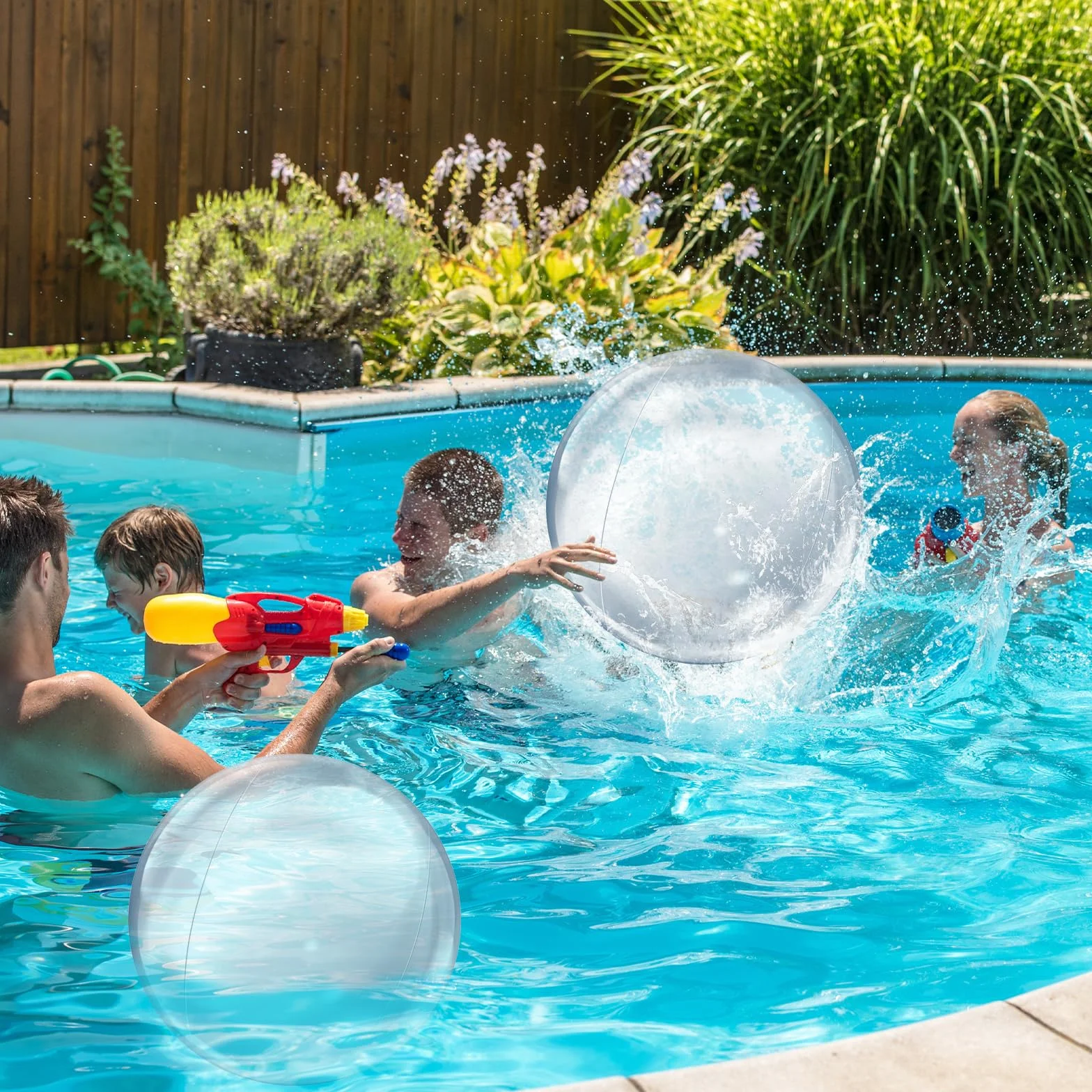Pelota Transparente Inflable 2 Piezas Pelota Inflable Playa PVC Pelota Piscina Hinchable para Juguetes de Playa, Fiesta de Verano