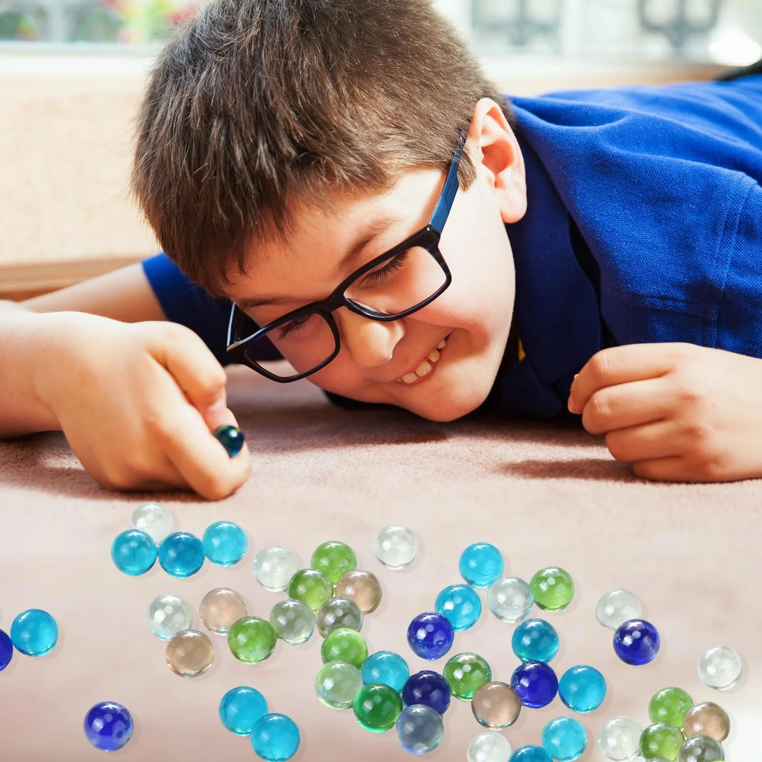 100 Piezas Coloridas Canicas de Cristal, para Juegos de Carreras de Canicas, Bricolaje y Decoración del Hogar