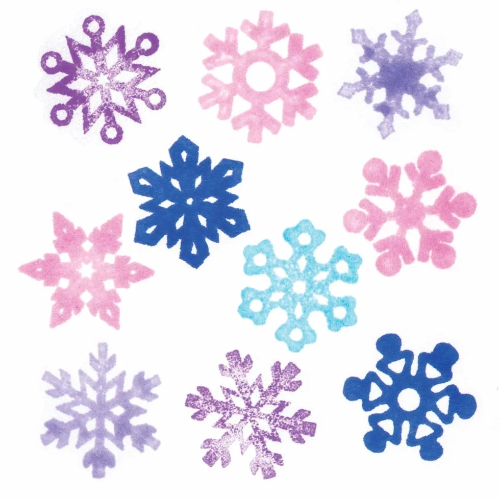 Baker Ross AR771 Sellos con entintado automático en Forma de Copo de Nieve (Pack de 10) para Manualidades navideñas Infantiles