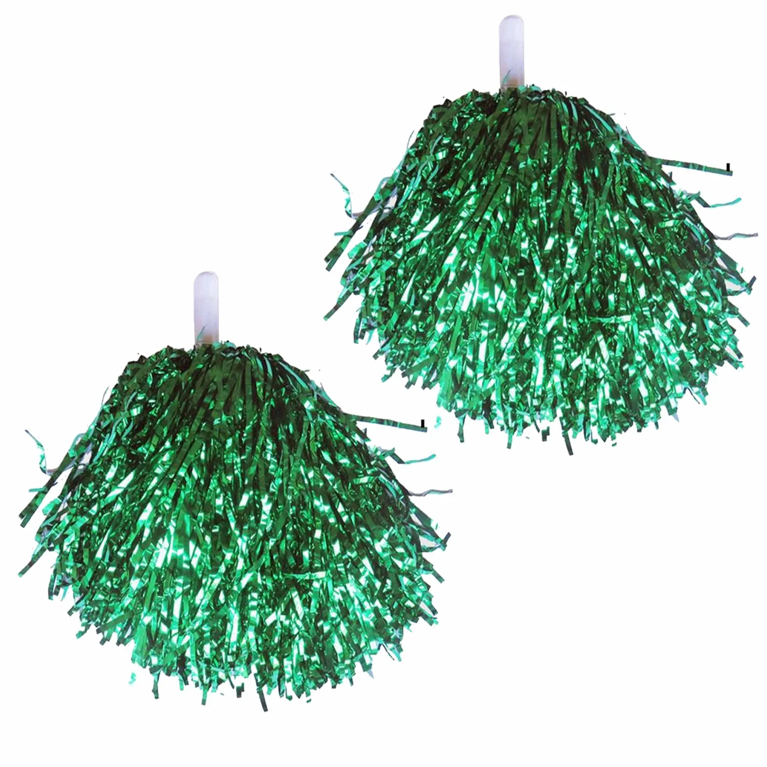 Pompones metálicos antideslizantes vibrantes para animadora baile verde 2 unidades