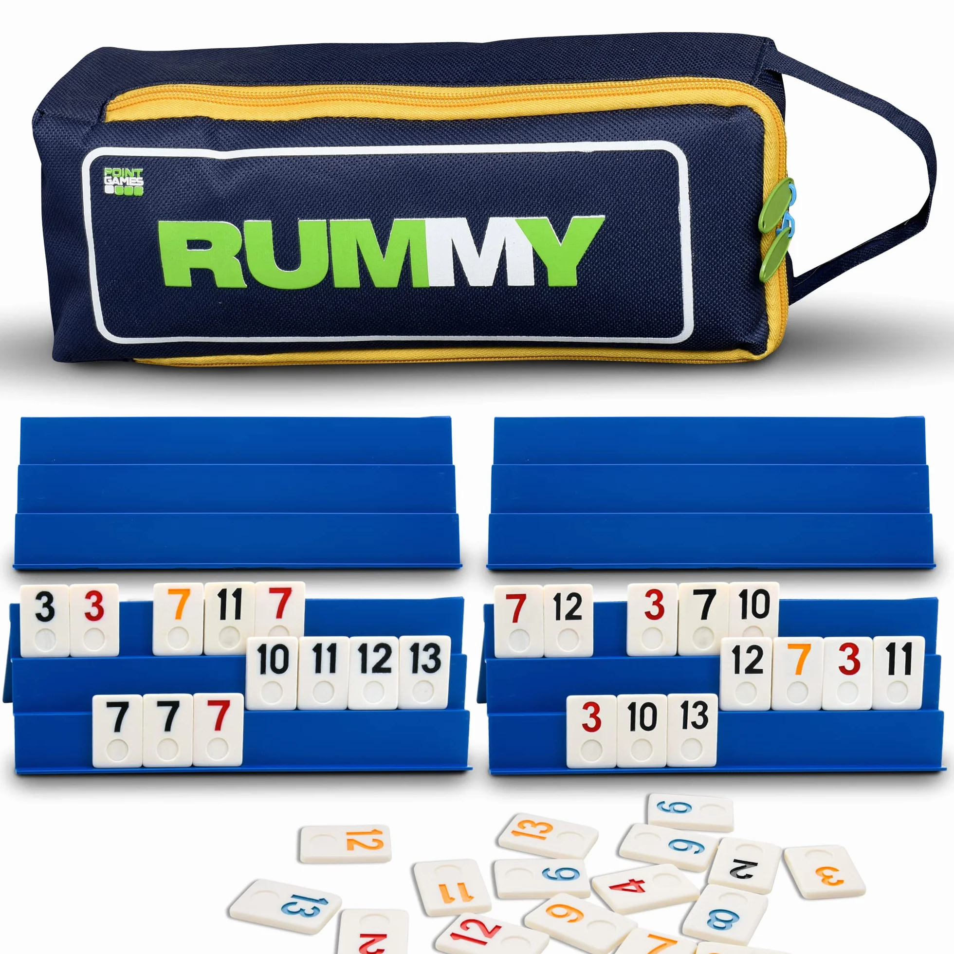 Point Games Klassisches Rommé-Würfelspiel In Voller Größe Mit 3-Stufigen Faltbaren Gestellen Und Kacheln